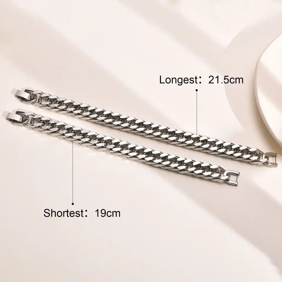 Other 15mm Stainless Steel Cuban Chain Bracelet Size ONE SIZE - 5 Thumbnail