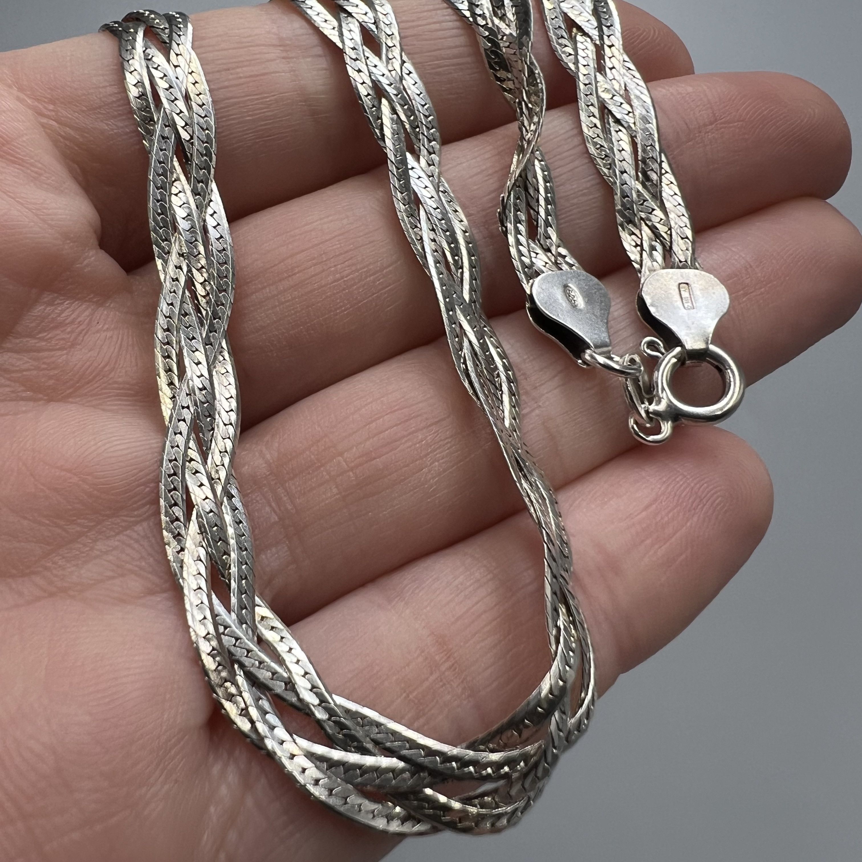 Sterling Silver Vintage USSR Necklace Chain Sterling Silver 925 Jewelry Size ONE SIZE - 7 Thumbnail