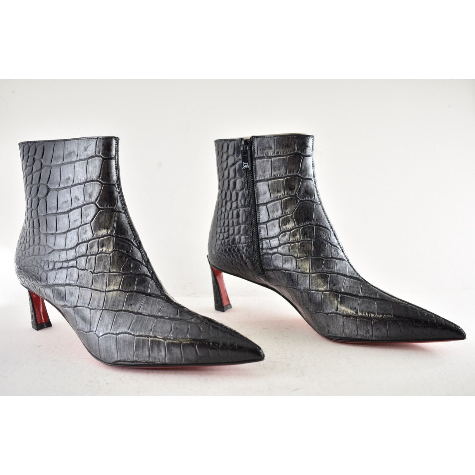 Christian Louboutin Christian Louboutin Condora Booty 55 Black Silver Croc Ali Size US 8 / IT 38 - 4 Thumbnail