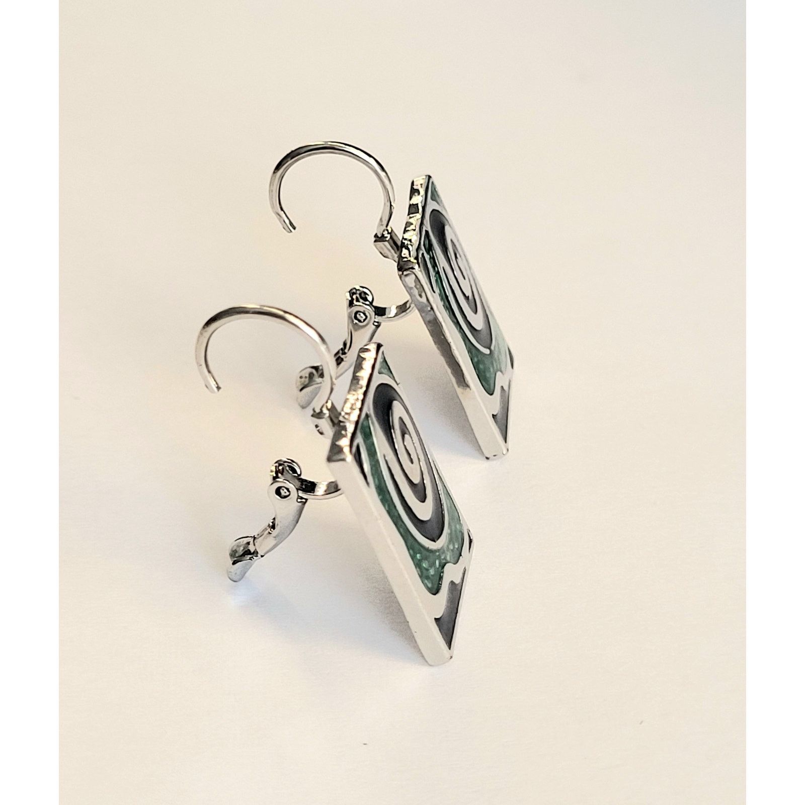 Other Silver Enamel Artisan Earrings Mardi Gras Lever Pierced Boho Size ONE SIZE - 4 Thumbnail