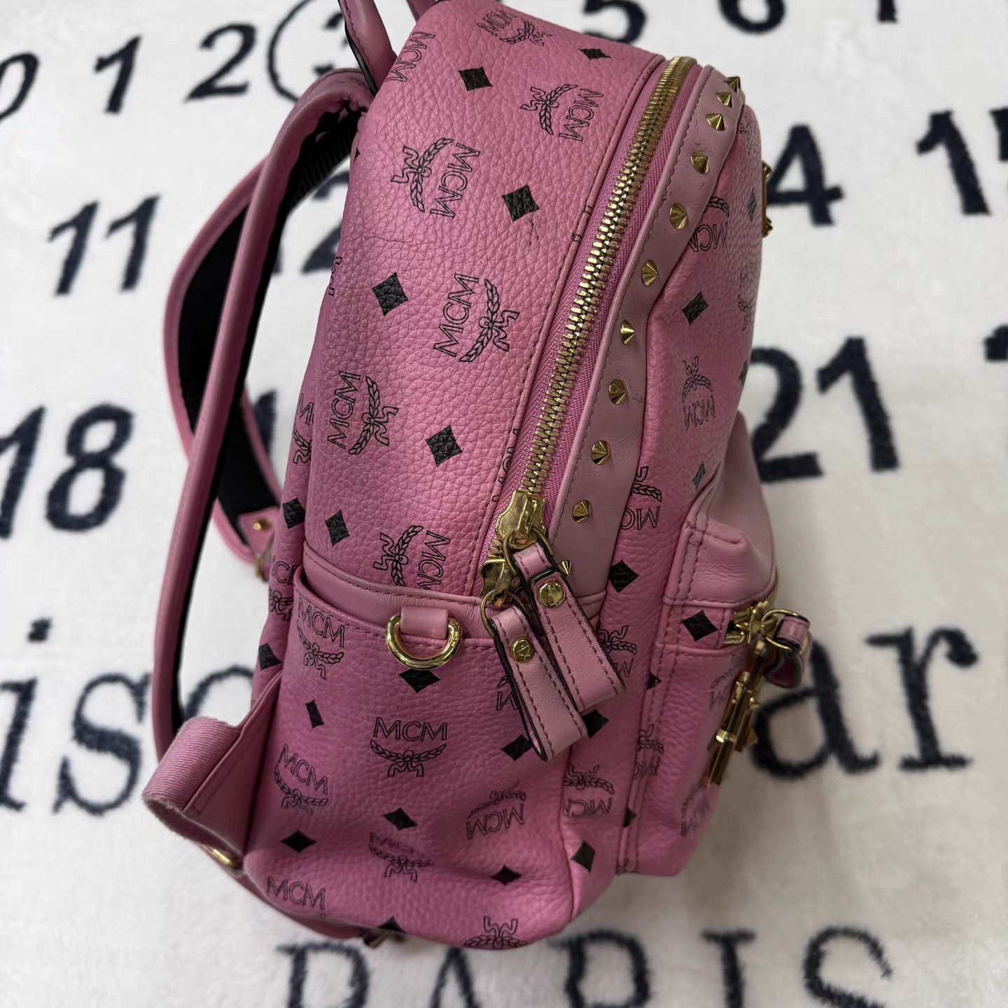 MCM MCM Pink Studded Stark Backpack K15 Size ONE SIZE - 3 Thumbnail