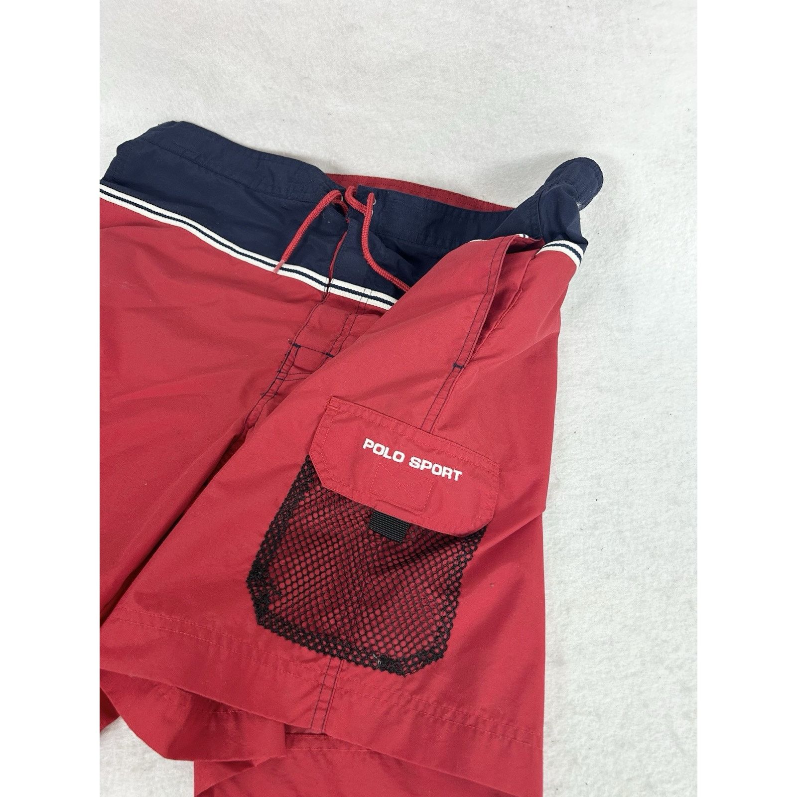 Polo Ralph Lauren VTG Polo Sport Red Striped Swim Trunks Size US 34 / EU 50 - 2 Thumbnail