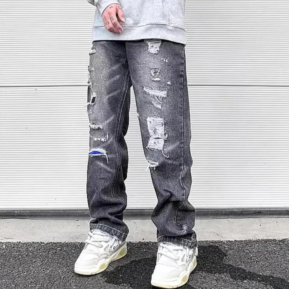 Japanese Brand Y2K Frayed Hole Damaged Washed Black Baggy Jeans Size US 32 / EU 48 - 1 Thumbnail