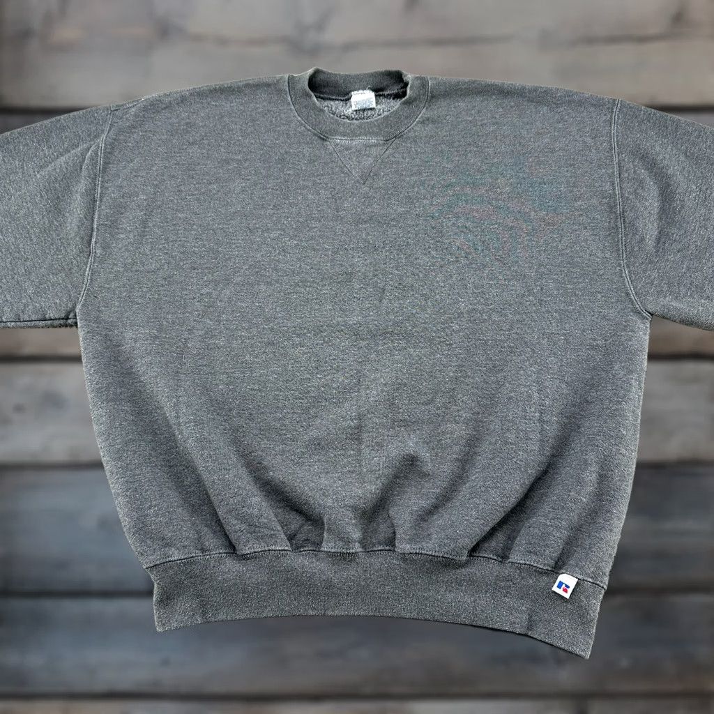 Russell Athletic VINTAGE Russell Sweatshirt Mens XL Gray Pullover Cotton 90s Y2K Crew Neck Long Sleeve Skater 1/2 Zip Size US XL / EU 56 / 4 - 1 Thumbnail