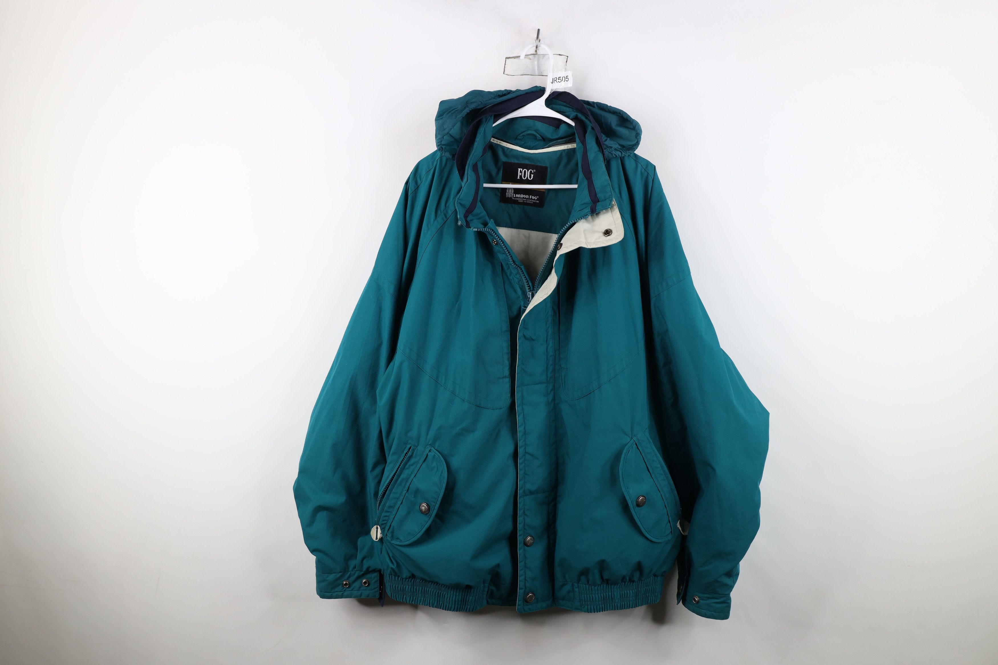 Vintage Vintage 90s Streetwear Lined Hooded Windbreaker Rain Jacket Size US XL / EU 56 / 4 - 1 Thumbnail