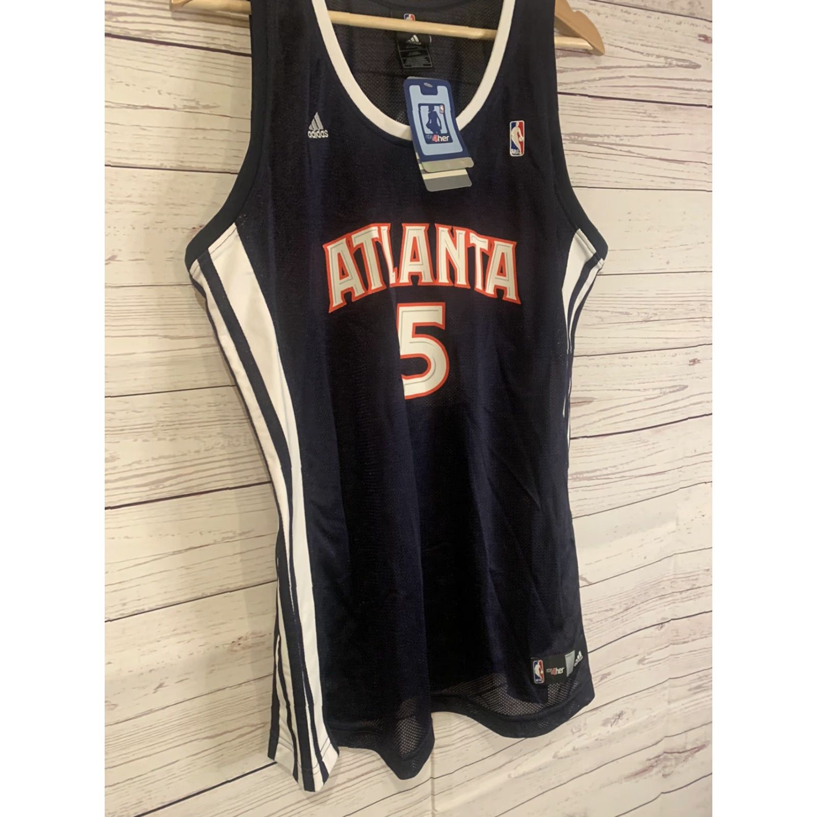 Adidas NEW Adidas NBAforHer Atlanta Hawks #5 Josh Smith Navy Blu Jersey XL Women Tank Size XL / US 12-14 / IT 48-50 - 3 Thumbnail