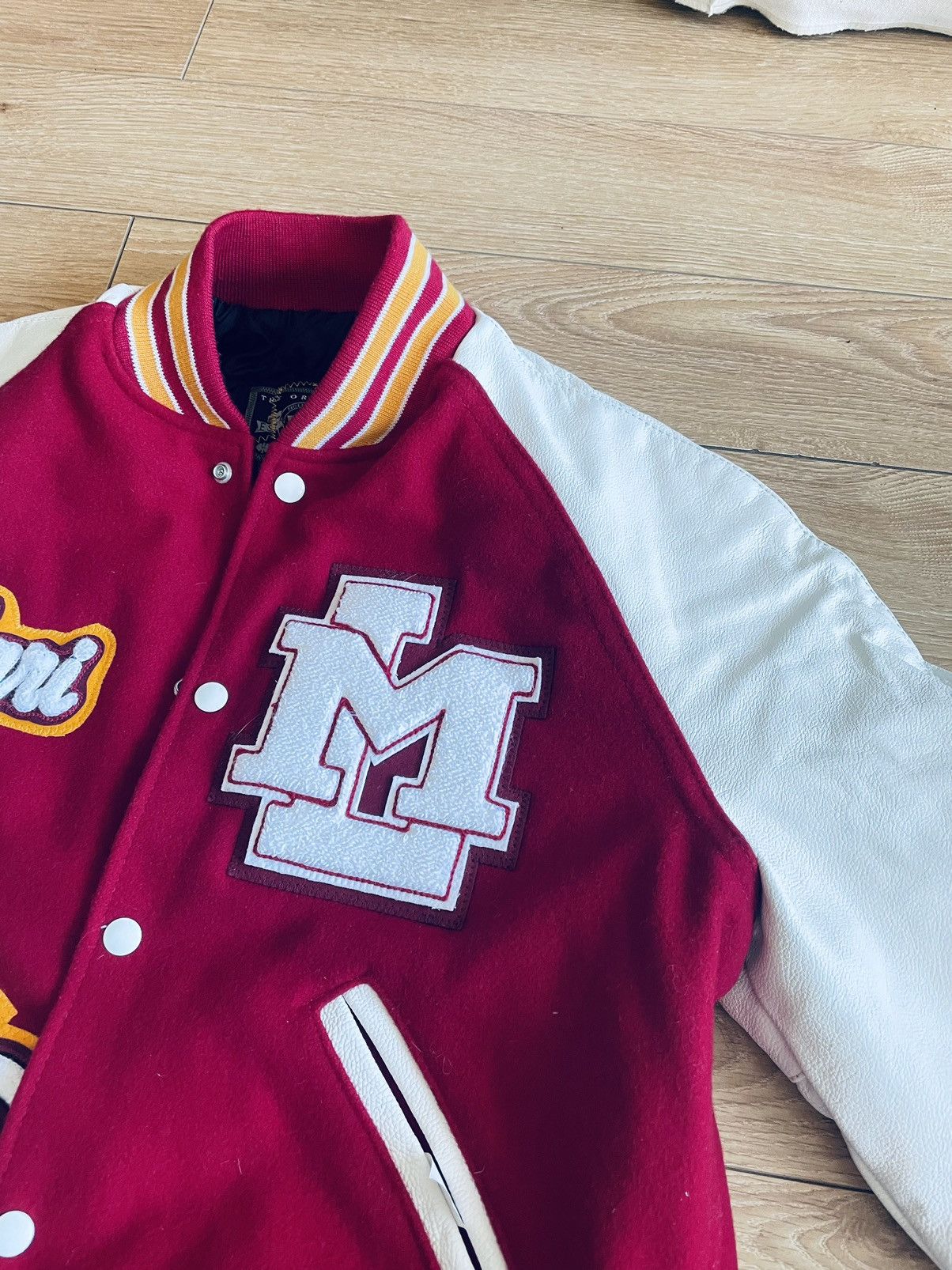 Holloway Vintage 'Varsity' Leather wool baseball JACKET, Fit M Size US M / EU 48-50 / 2 - 2 Thumbnail