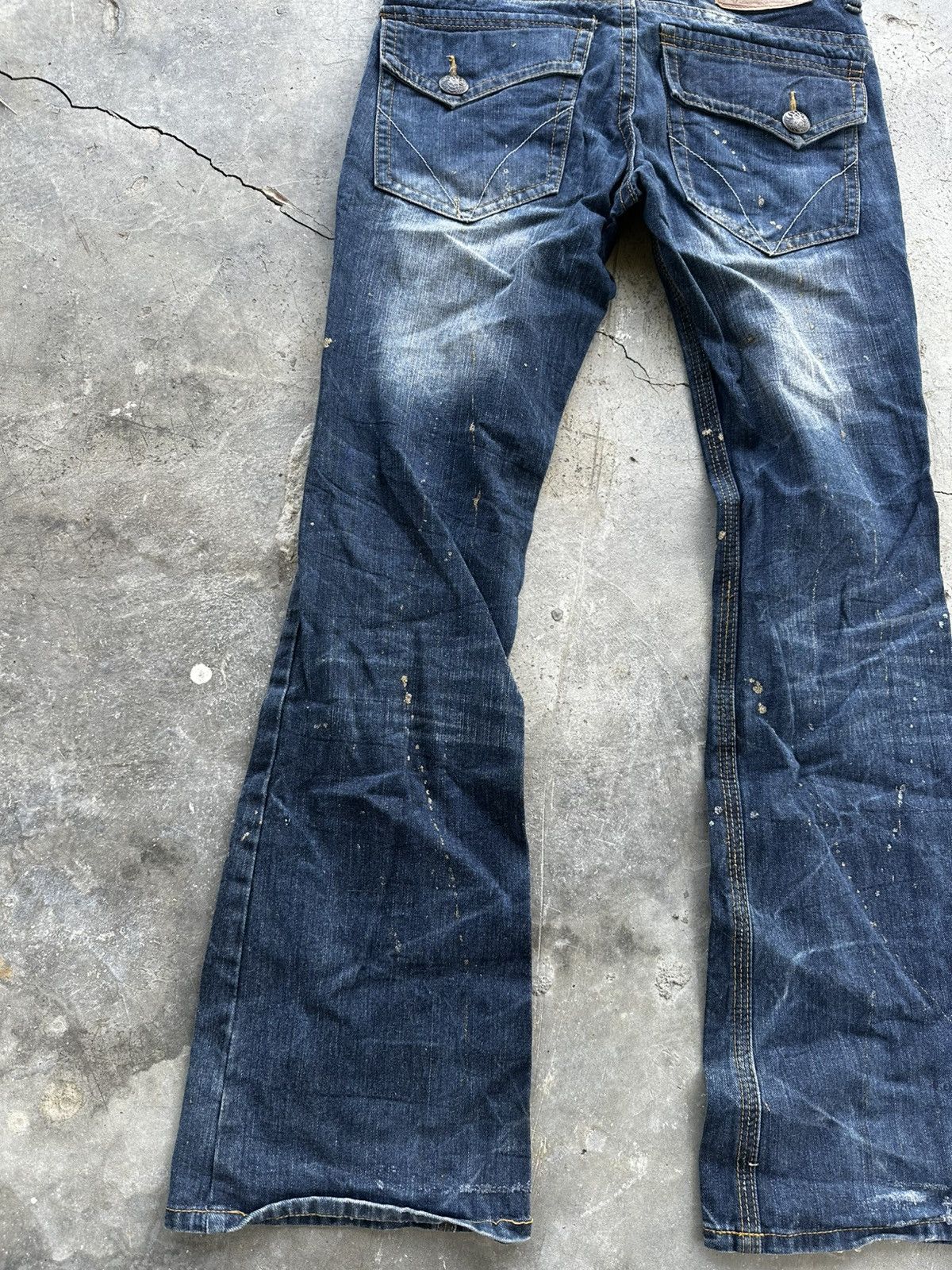 Le Grande Bleu (L.G.B.) Original Jeans Skull Flare Distressed Denim Size US 32 / EU 48 - 11 Thumbnail