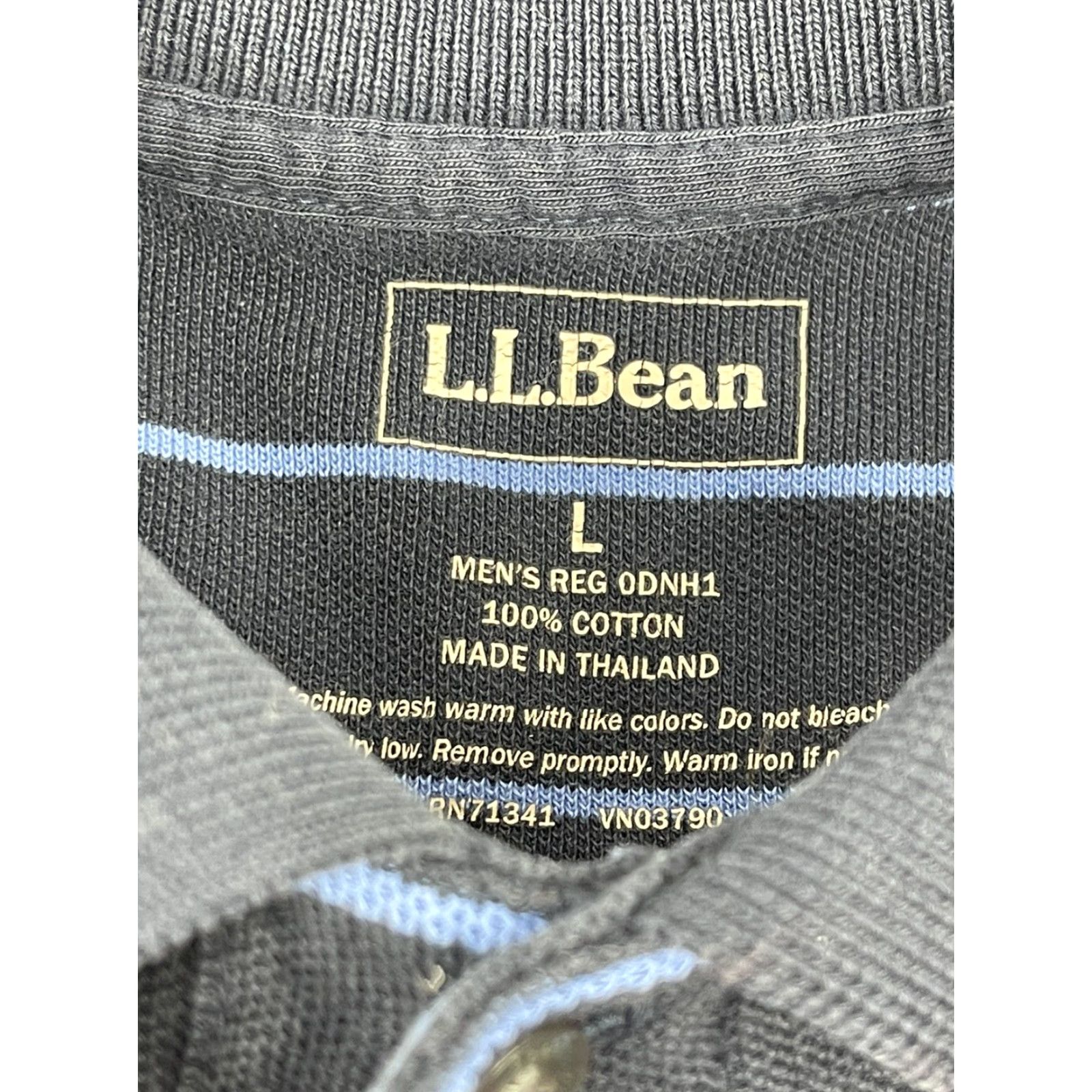 Vintage LL Bean Polo Shirt Striped Navy Light Blue Short Sleeve Sz L Mens Size US L / EU 52-54 / 3 - 2 Thumbnail