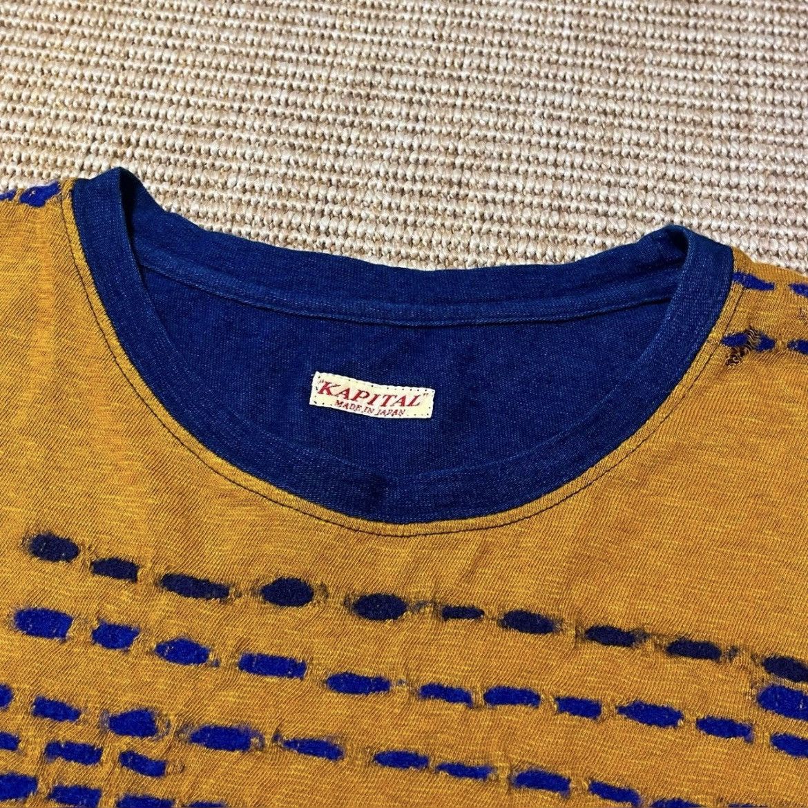 Kapital Kapital long-sleeve tee sweat mustard blue sashiko-style Size US S / EU 44-46 / 1 - 2 Thumbnail
