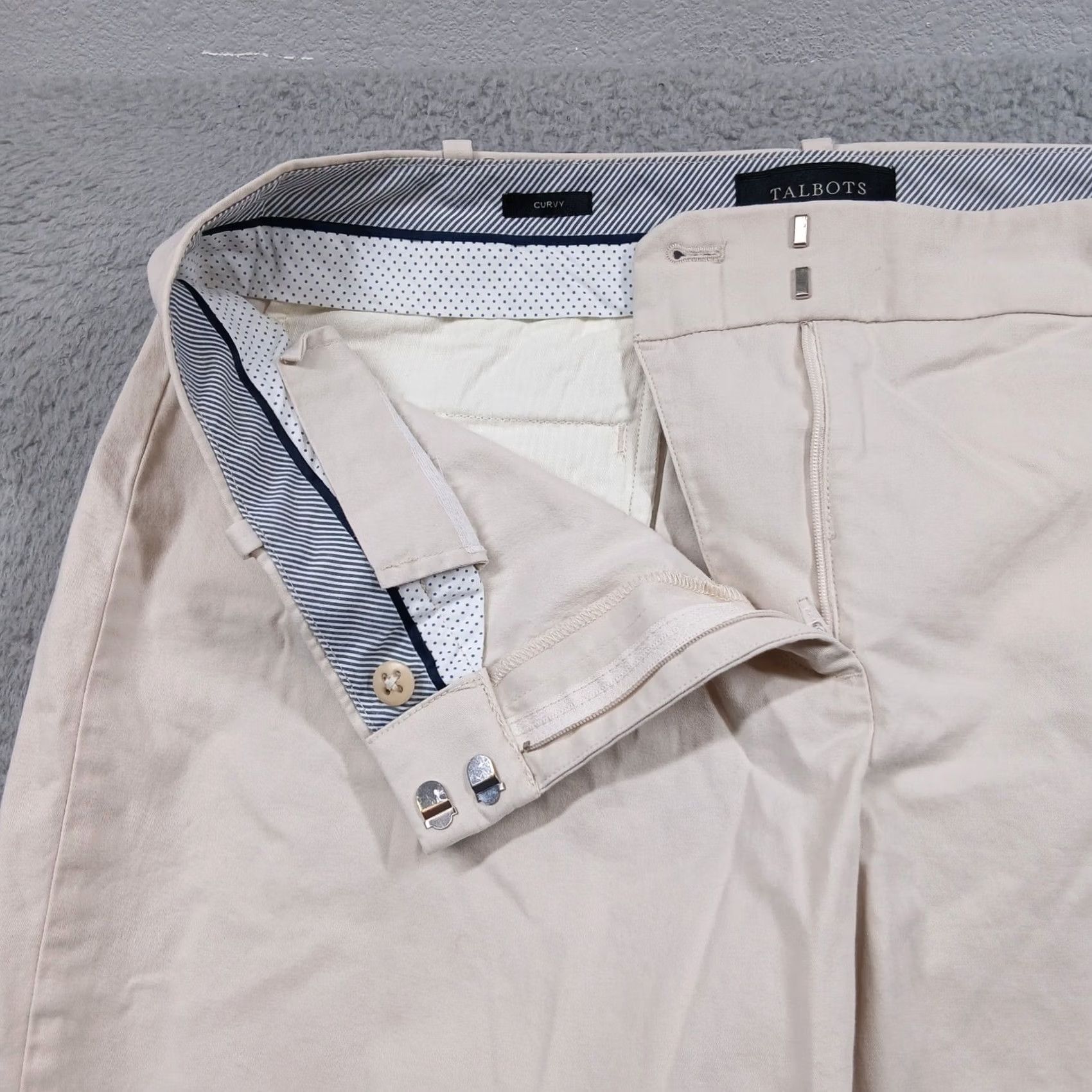 Talbots Talbots Chino Pants Women's 14 Beige Classic Straight Leg Slacks Curvy Fit Cotton Twill Stretch Pockets Workwear Office Mens Womens Size 36" / US 14 / IT 50 - 6 Thumbnail