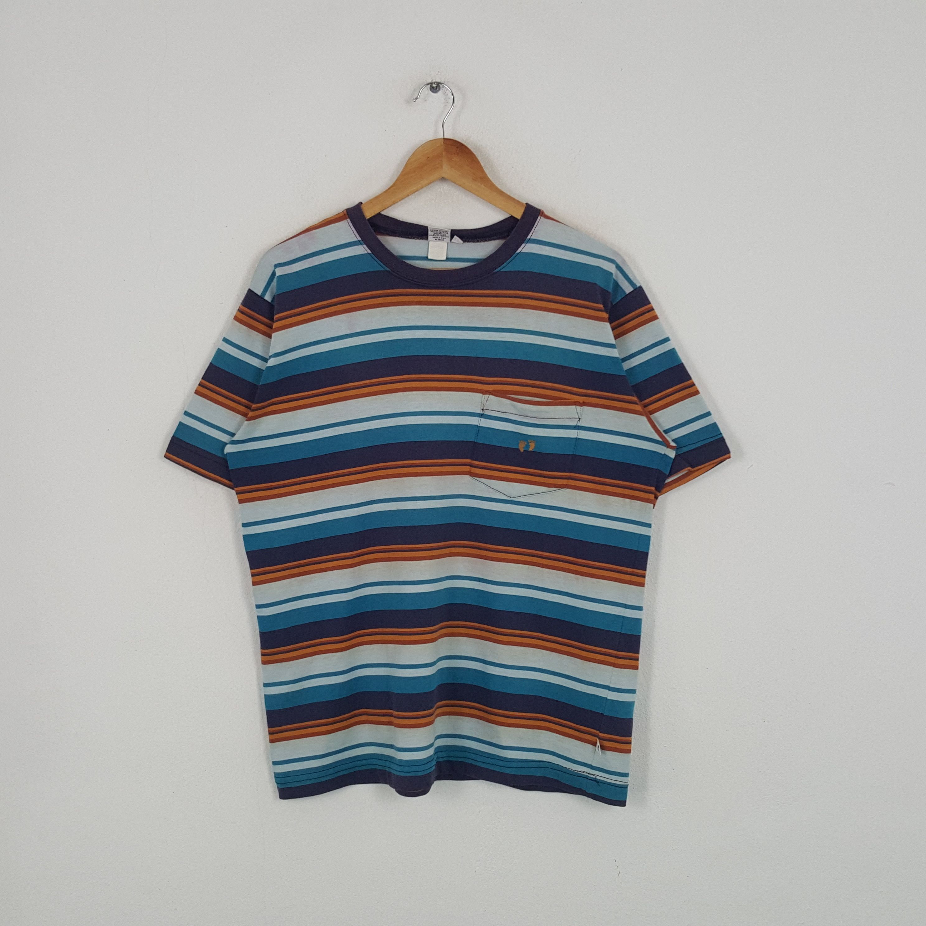 Hang Ten × Vintage Vintage Hang Ten Streetwear Style Striped Tshirt Size US L / EU 52-54 / 3 - 1 Thumbnail