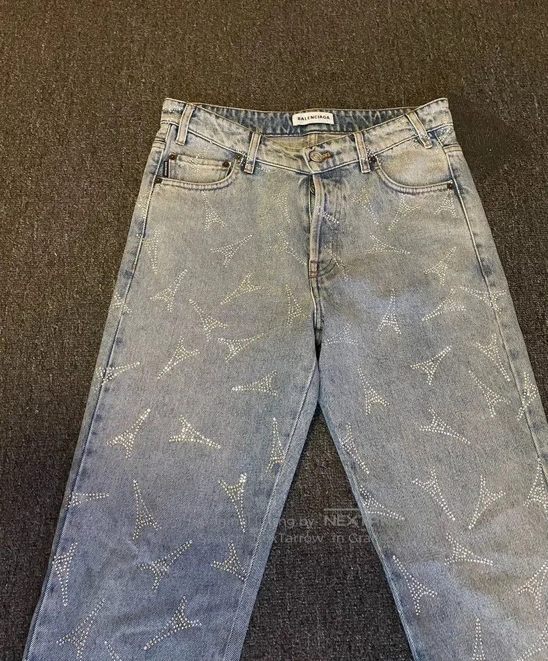 Other Balenciaga Denim Jeans with Paris Tower Rhinestones. Size US 29 - 2 Thumbnail