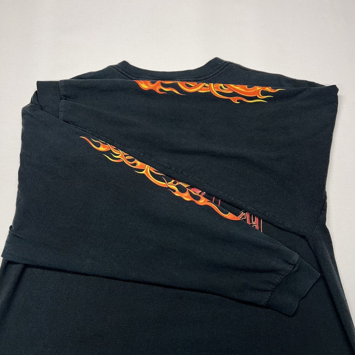Delta × Vintage Daytona Beach Bike Tee Shirt Black Long Sleeve Biker Flames Size US XXL / EU 58 / 5 - 17 Thumbnail