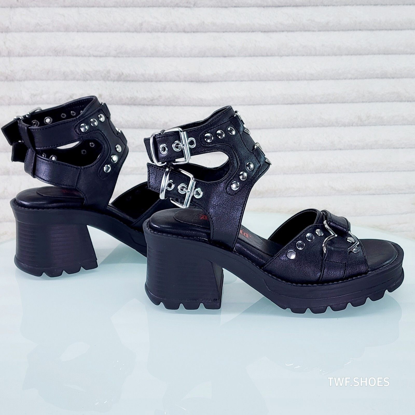 Other DEMONIA Bratty Block Heel Goth Gorpcore Punk Platform Sandal Size US 7 / IT 37 - 3 Thumbnail