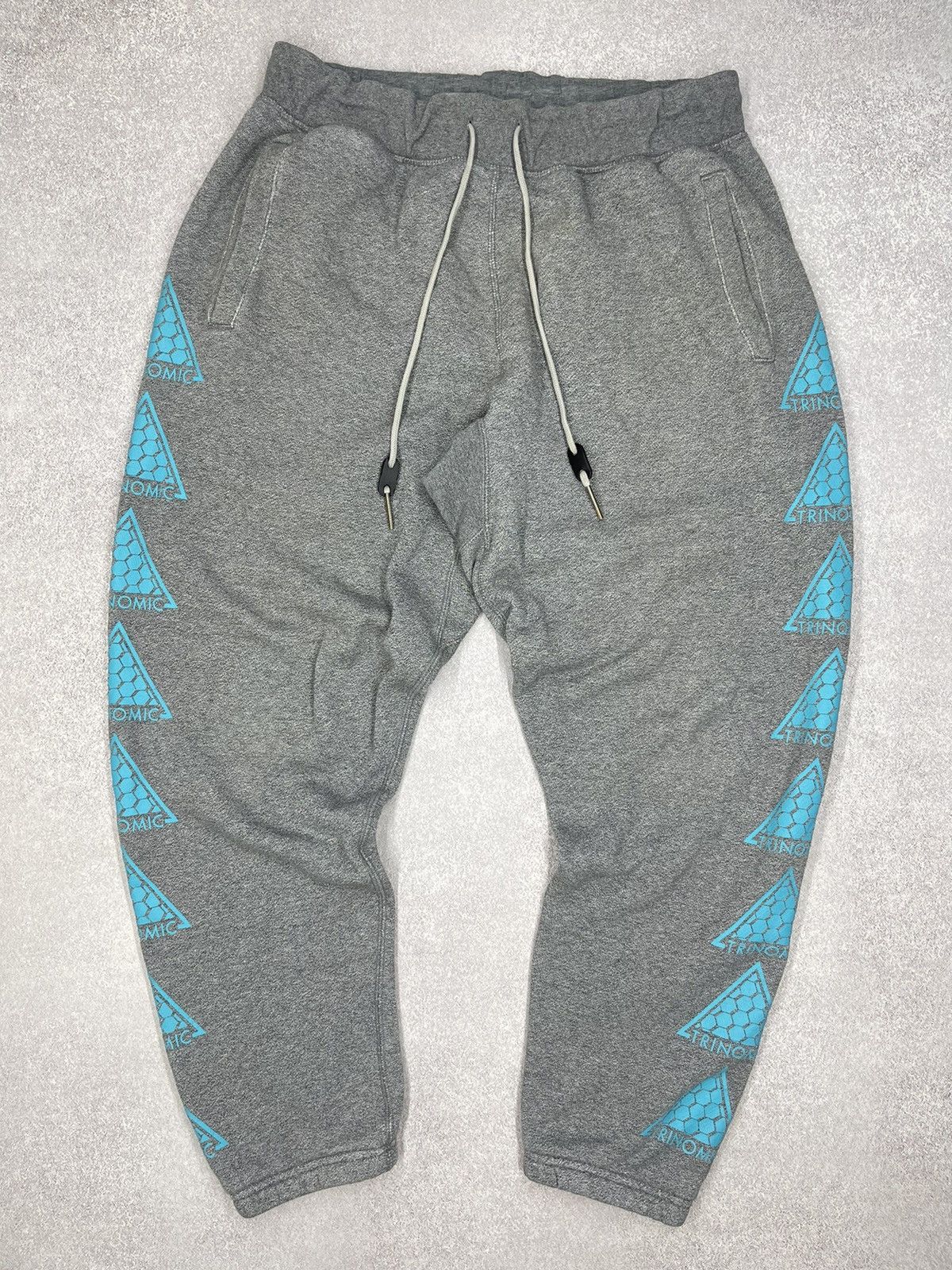 Puma Mens Puma Trinomic Jogger Sweatpants Grey Big Logo Drill Y2K Size US 34 / EU 50 - 2 Thumbnail