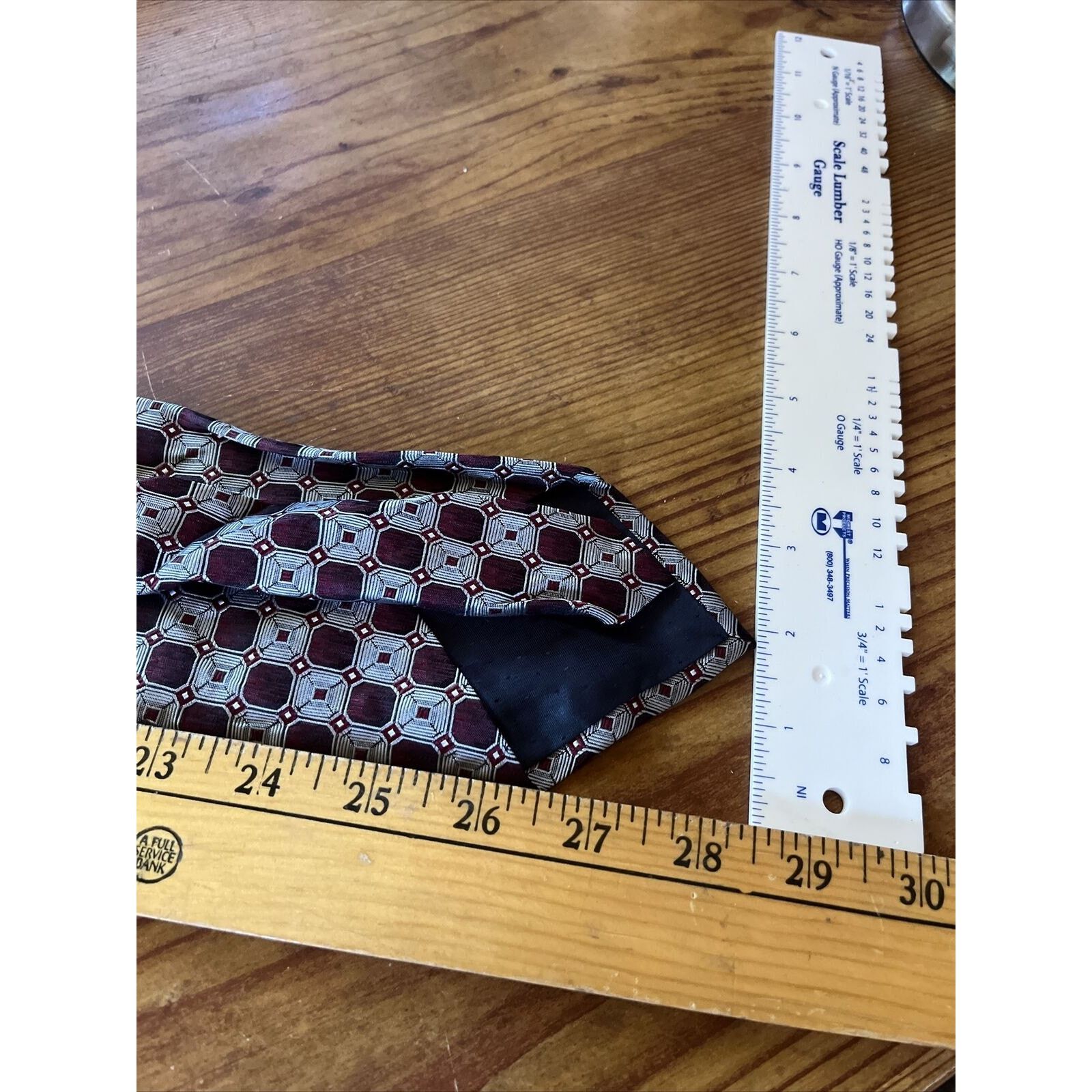 Stafford Stafford Men’s Silver Red Silk Geometric Abstract Necktie Size ONE SIZE - 7 Thumbnail