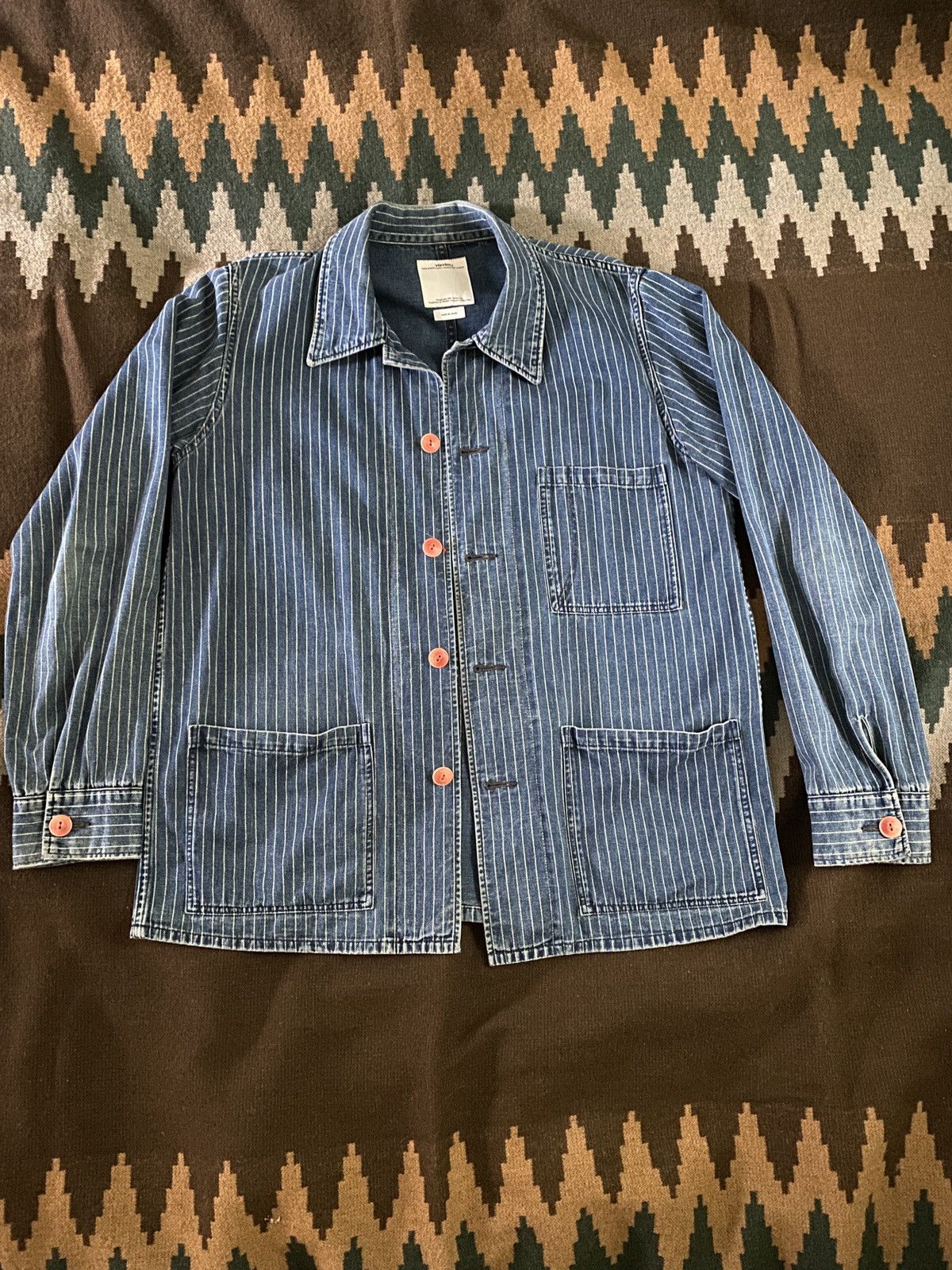 image of Visvim Travail Indigo Wabash Coverall Jacket in Mid Indigo, Men's (Size XL)