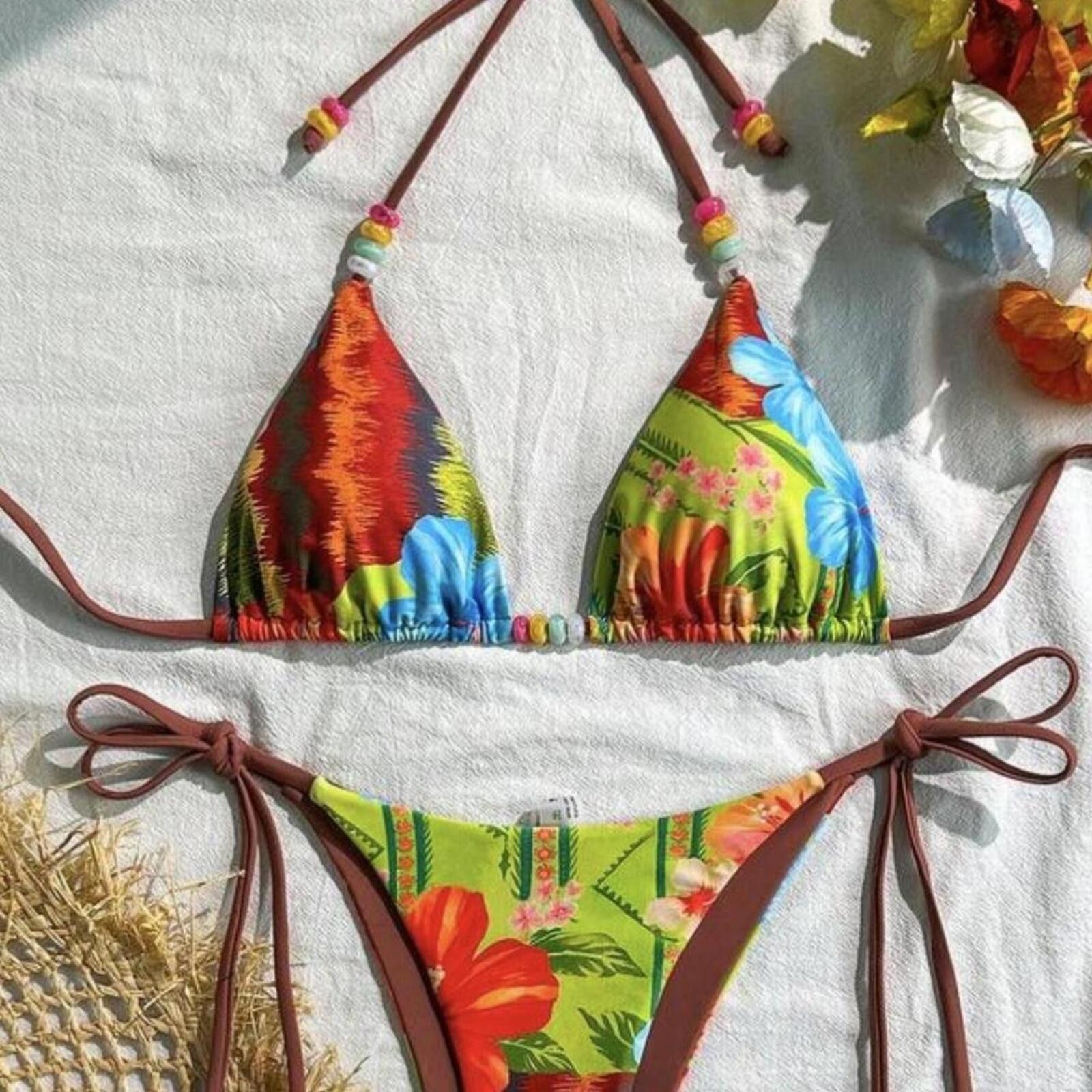 Other Tropical multicoloured bikini set with beads Size ONE SIZE - 5 Thumbnail