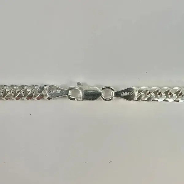 Jewelry Silver Chain Solid .925 Silver Miami Cuban Link 4mm 18 Inch Size ONE SIZE - 3 Thumbnail