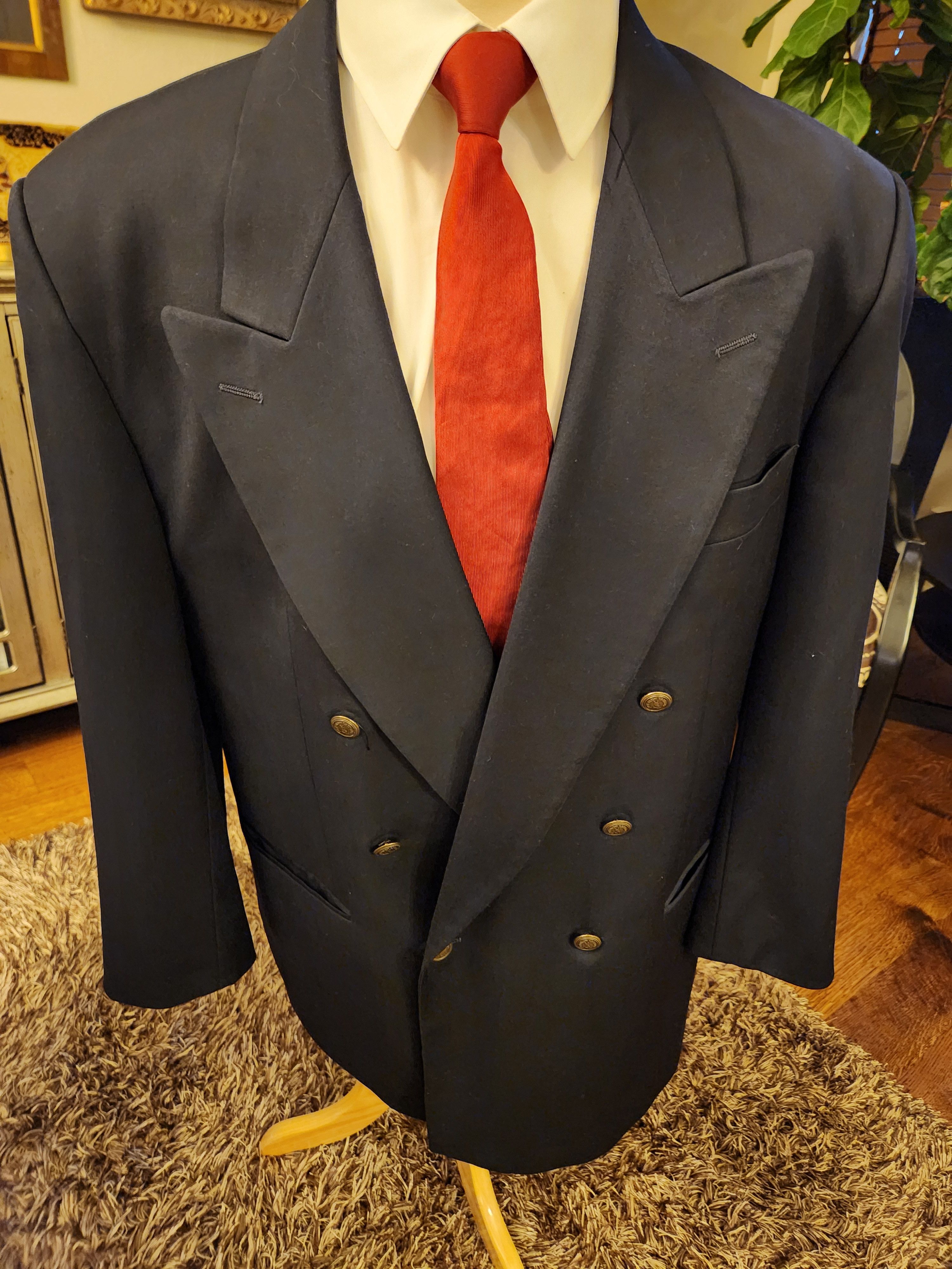 Yves Saint Laurent 100% Wool Double Breast Blue Blazer Size 42R - 1 Thumbnail