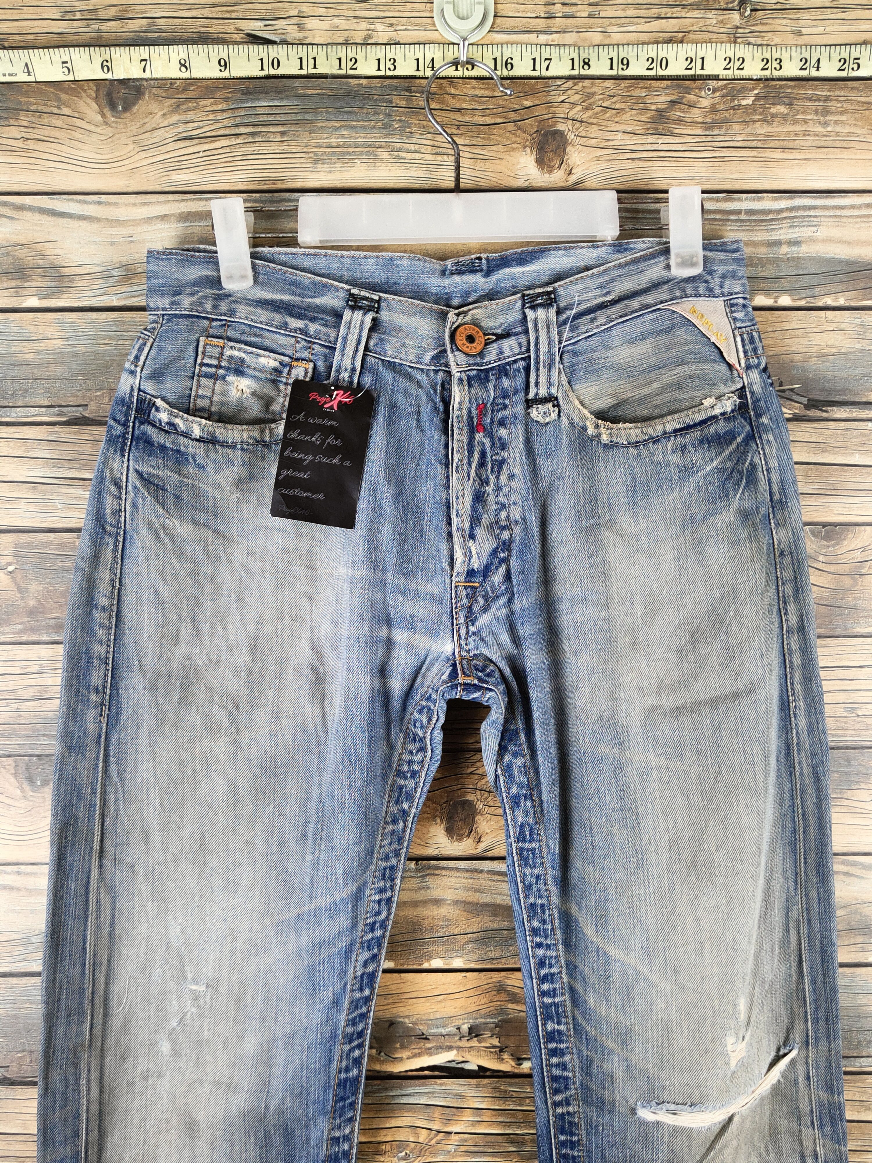 Replay DL Replay Blue Distressed Ripped Jeans #46-101 Size US 30 / EU 46 - 2 Thumbnail