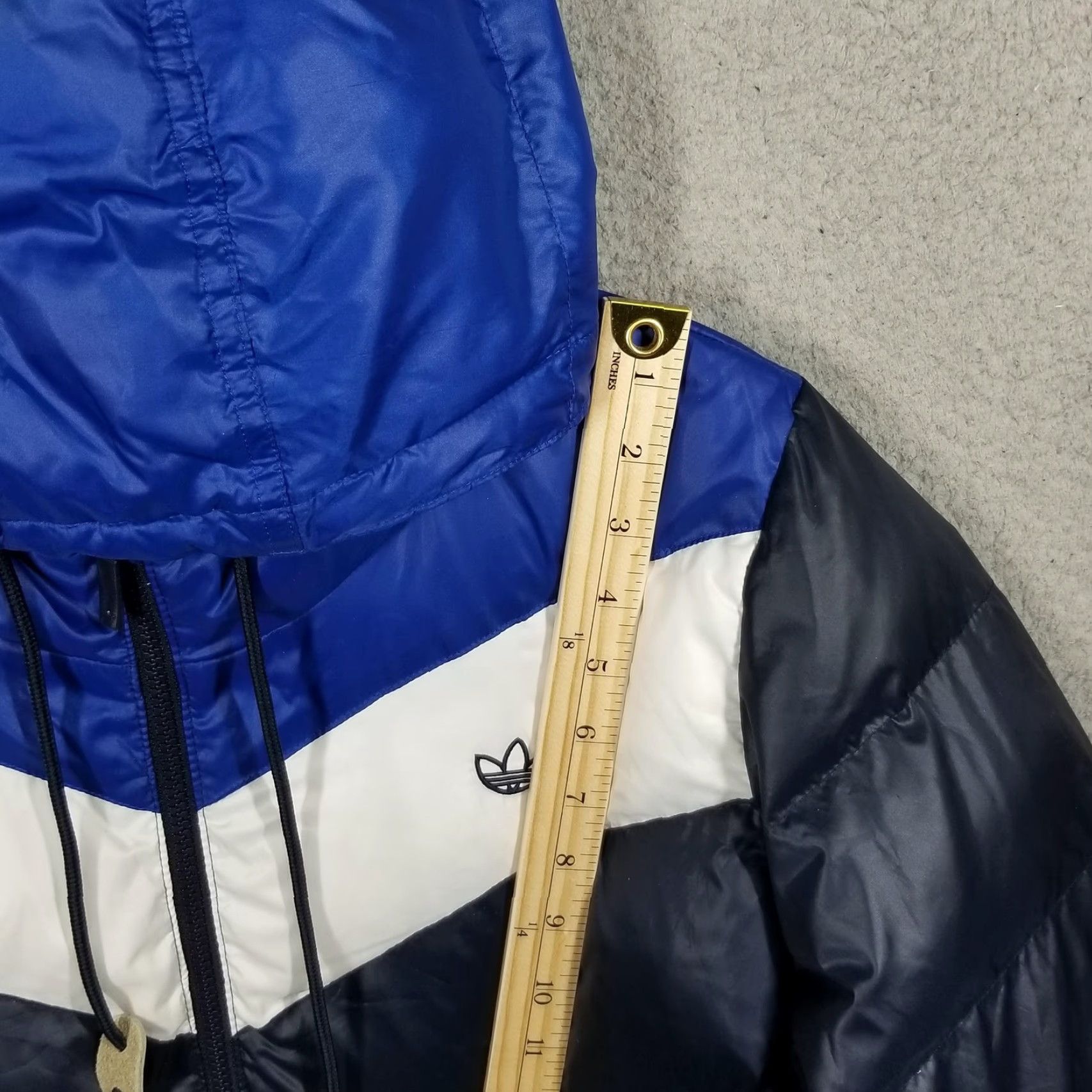 Adidas Adidas Jacket Woman XL Blue Puffer Hooded Chevron Colorblock Trefoil Quilted Size US XL / EU 56 / 4 - 5 Thumbnail