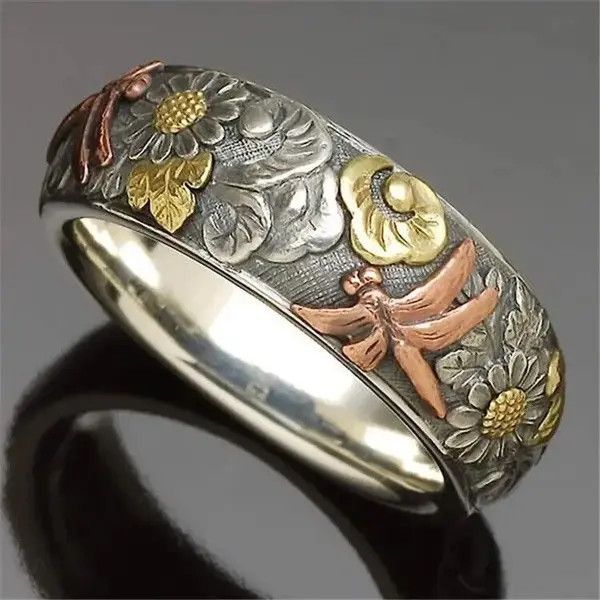 Jewelry × Vintage Flower Dragonfly Sunflower Rings Size ONE SIZE - 2 Thumbnail