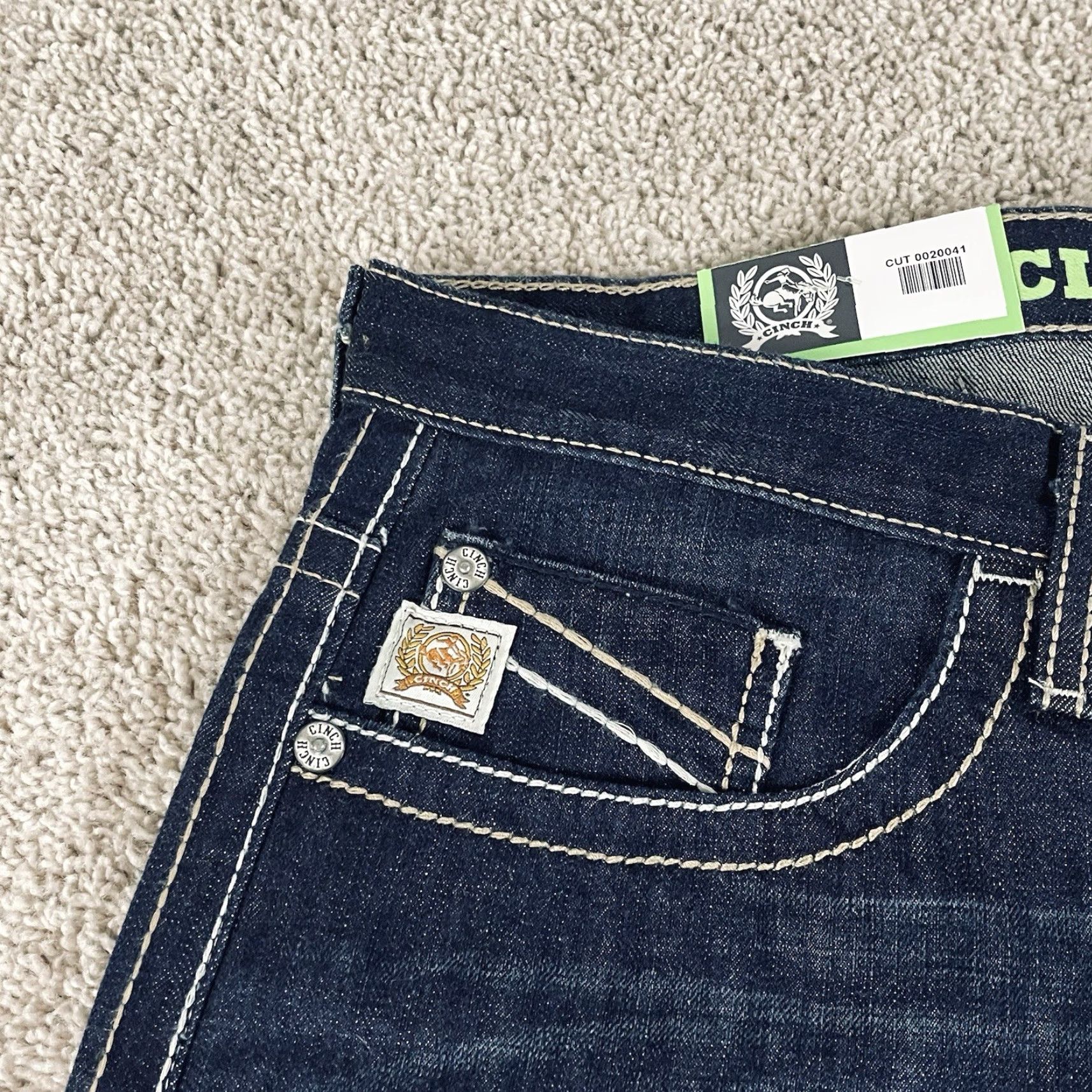 Cinch Jeans Mens 34x34 Dark Wash Denim Straight Cowboy Western NWT C46 Buckle Bke 5-Pocket Denim Dark Cotton