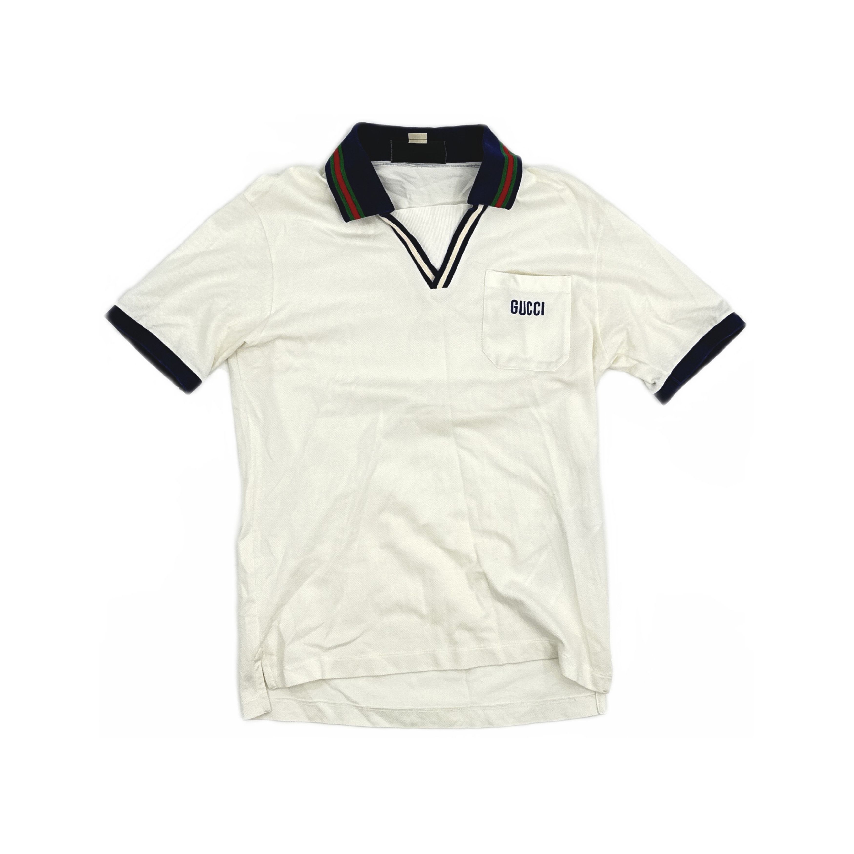 Gucci Gucci Striped Trim V-Neck Polo Shirt Size XS Size US XS / EU 42 / 0 - 1 Thumbnail