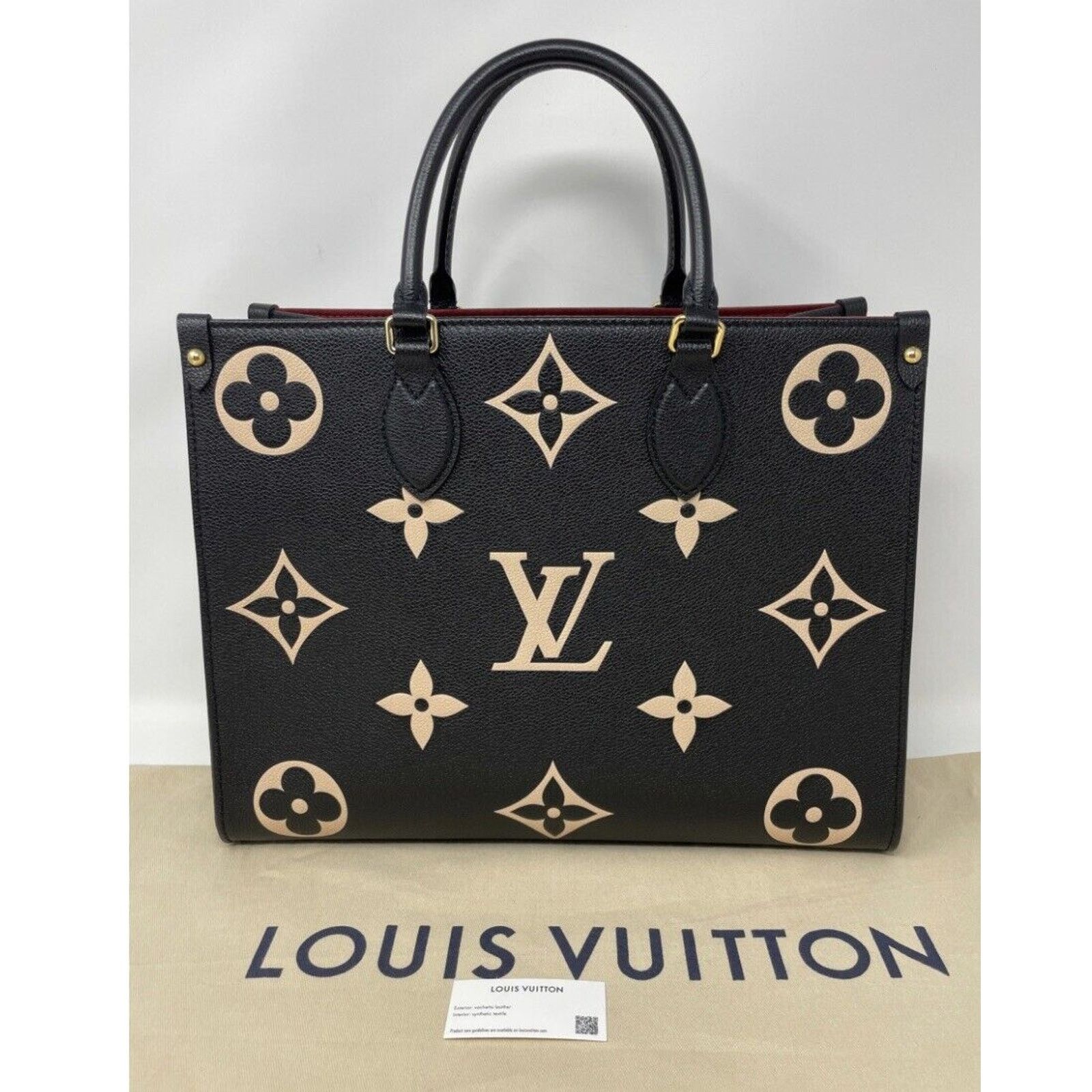 Louis Vuitton Louis Vuitton OnTheGo Tote MM Black/Beige Leather Size ONE SIZE - 3 Thumbnail