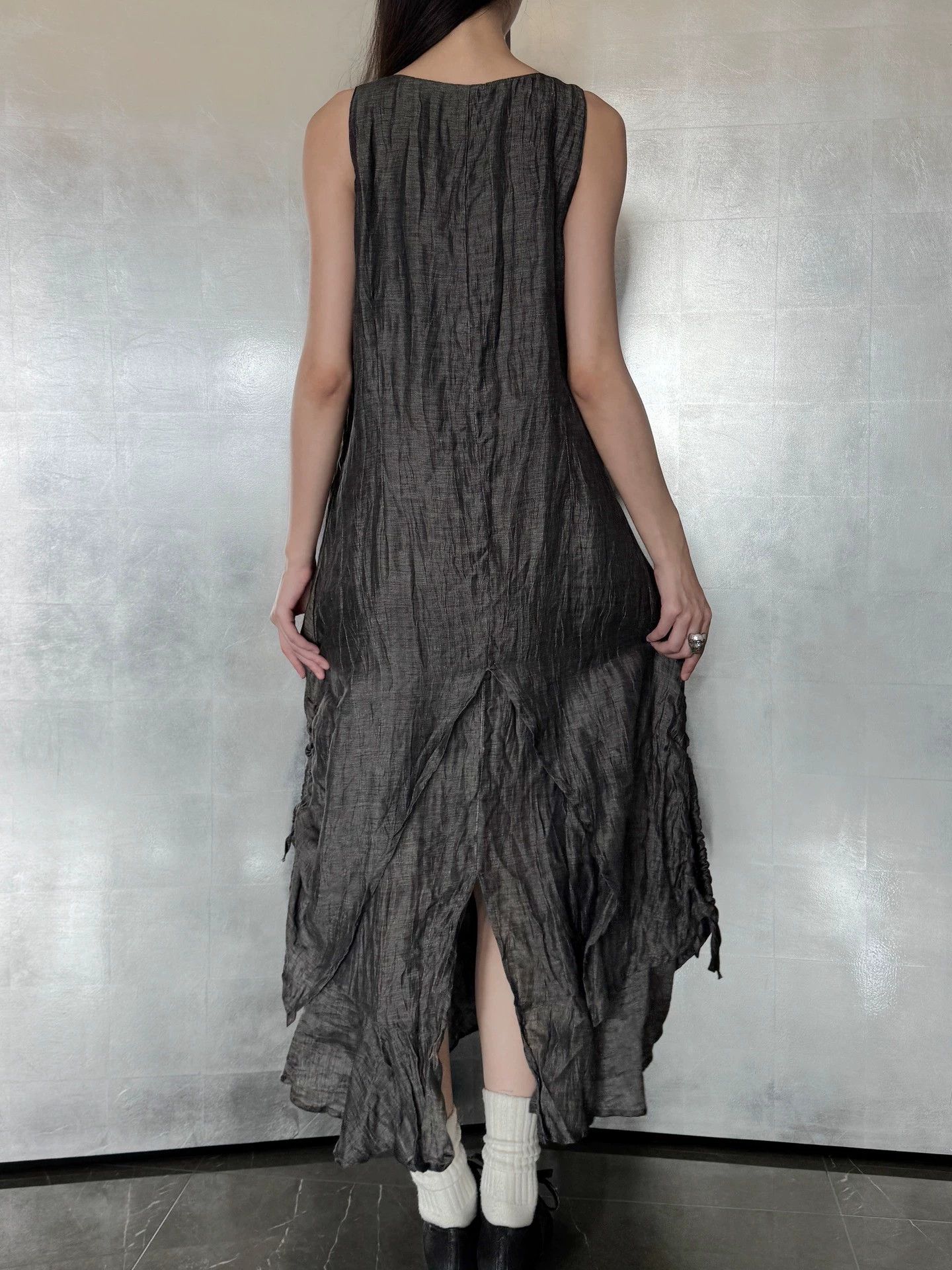 Other French Brand Pleated Linen Sheen Collar Dress Set Size M / US 6-8 / IT 42-44 - 6 Thumbnail