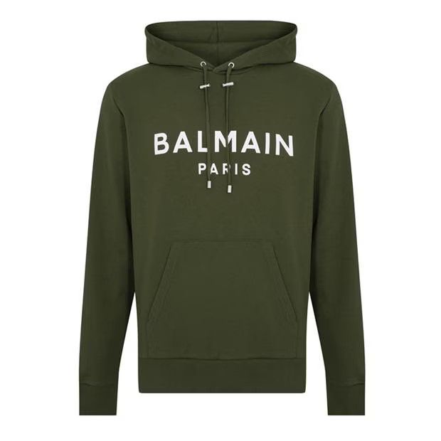 image of Balmain O1G2R1Mq0324 Hoodie In Khaki & Blanc in Khaki/Blanc, Men's (Size Small)