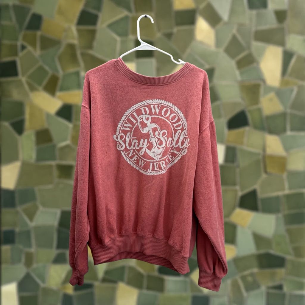 CO ESY Surf Co Sweatshirt Womens XL Pink Terry Crew Neck Pullover Beach Wildwood New Jersey Size XL / US 12-14 / IT 48-50 - 1 Thumbnail