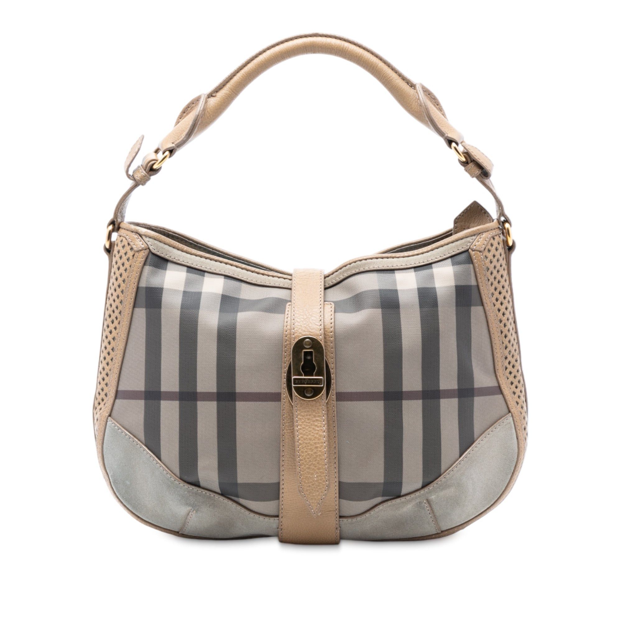 Burberry Smoke Check Coated Canvas Bartow Hobo Size ONE SIZE - 1 Thumbnail