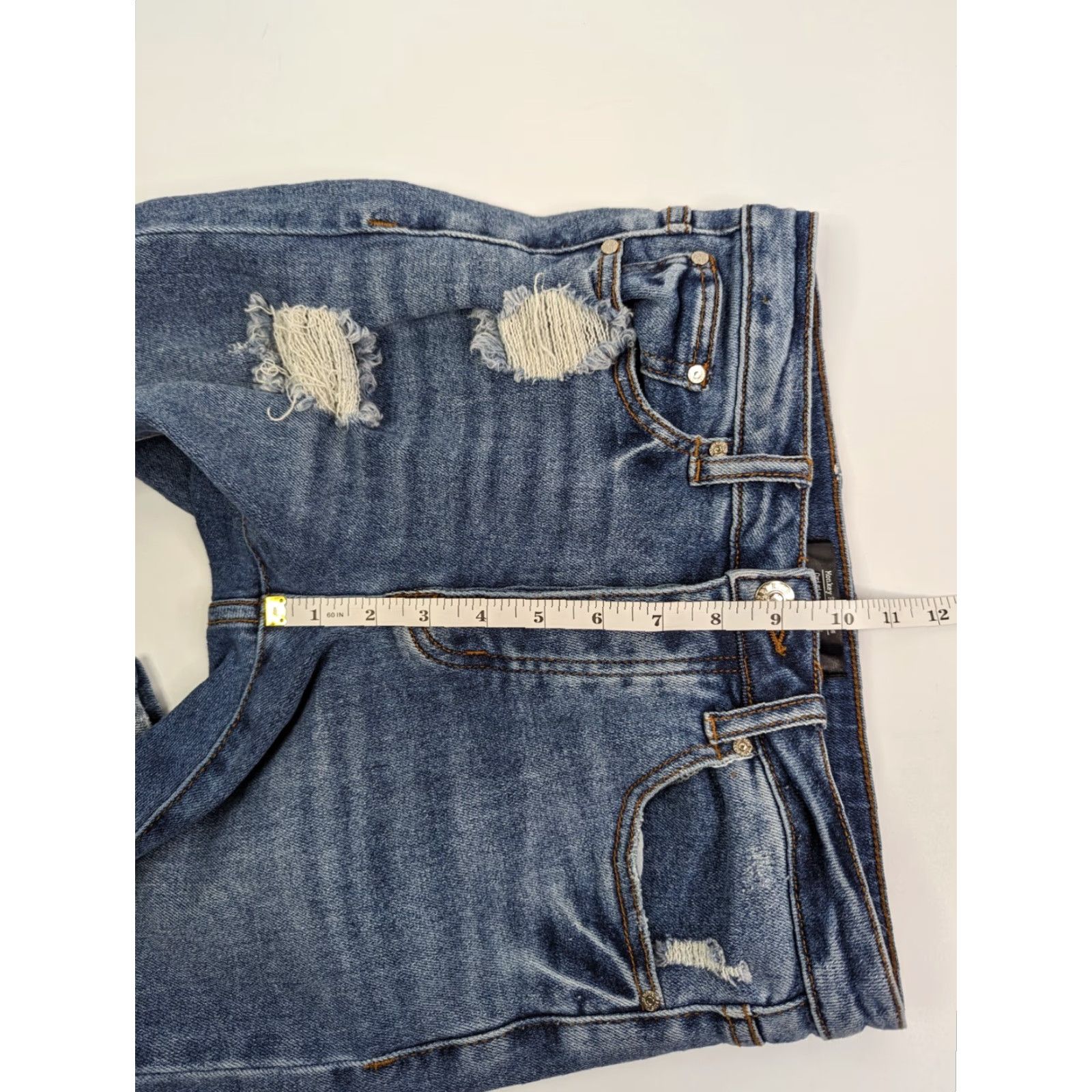 Vintage Monkey Ride Skinny Jeans Womens 27 Blue Button Fly Distressed Denim Cotton Spandex Jeans 5/27 Vintage No Size 27" / US 4 / IT 40 - 7 Thumbnail