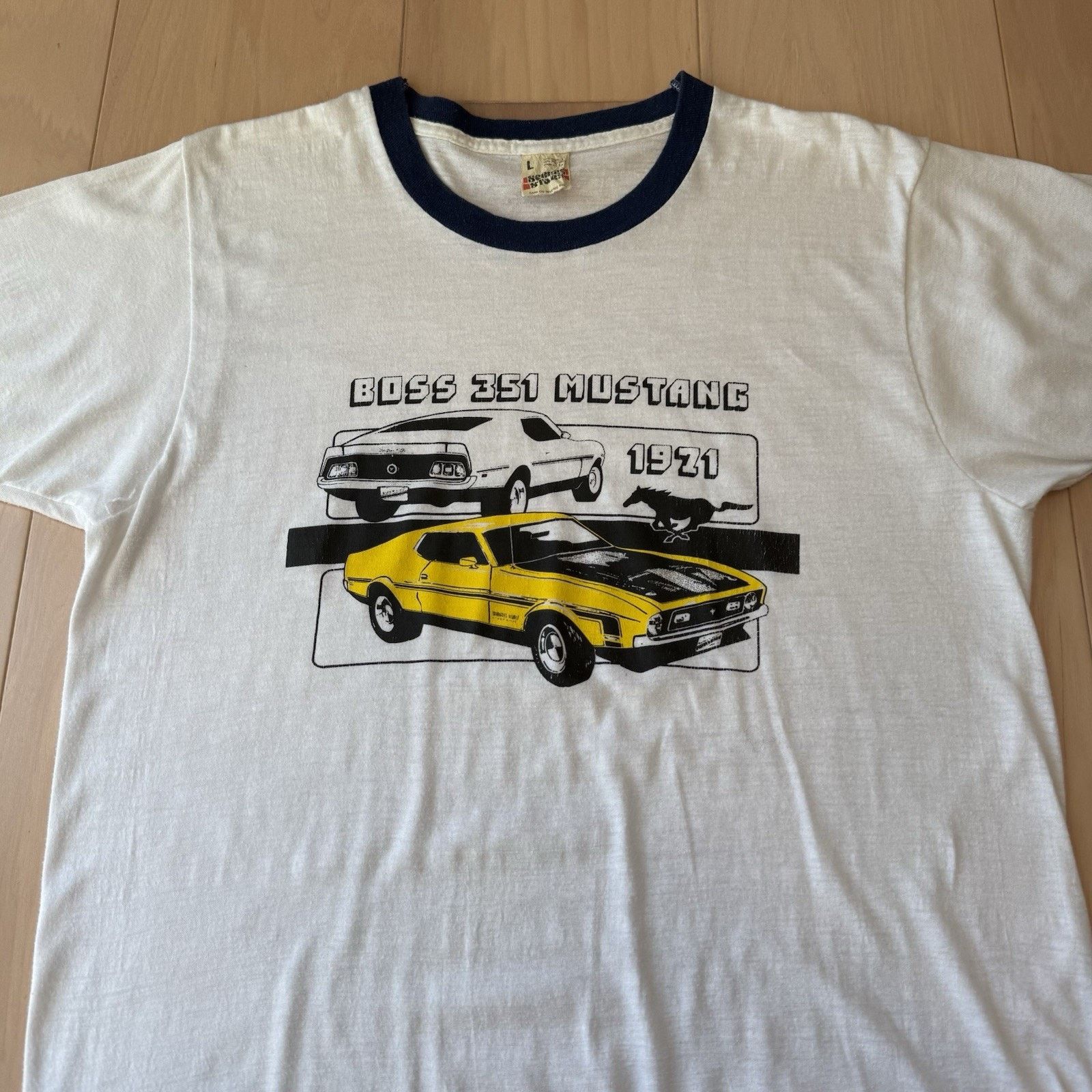 Vintage Vintage Boss 351 Mustang Shirt 80s Ford Ringer Screen Stars Size US L / EU 52-54 / 3 - 3 Thumbnail