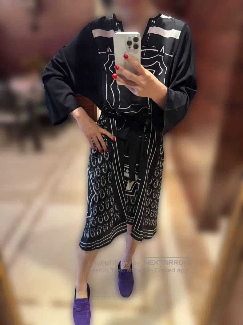 Hermes Hermes Black Mulberry Silk Knit Patchwork Dress, Skirt Hem Size M / US 6-8 / IT 42-44 - 6 Thumbnail