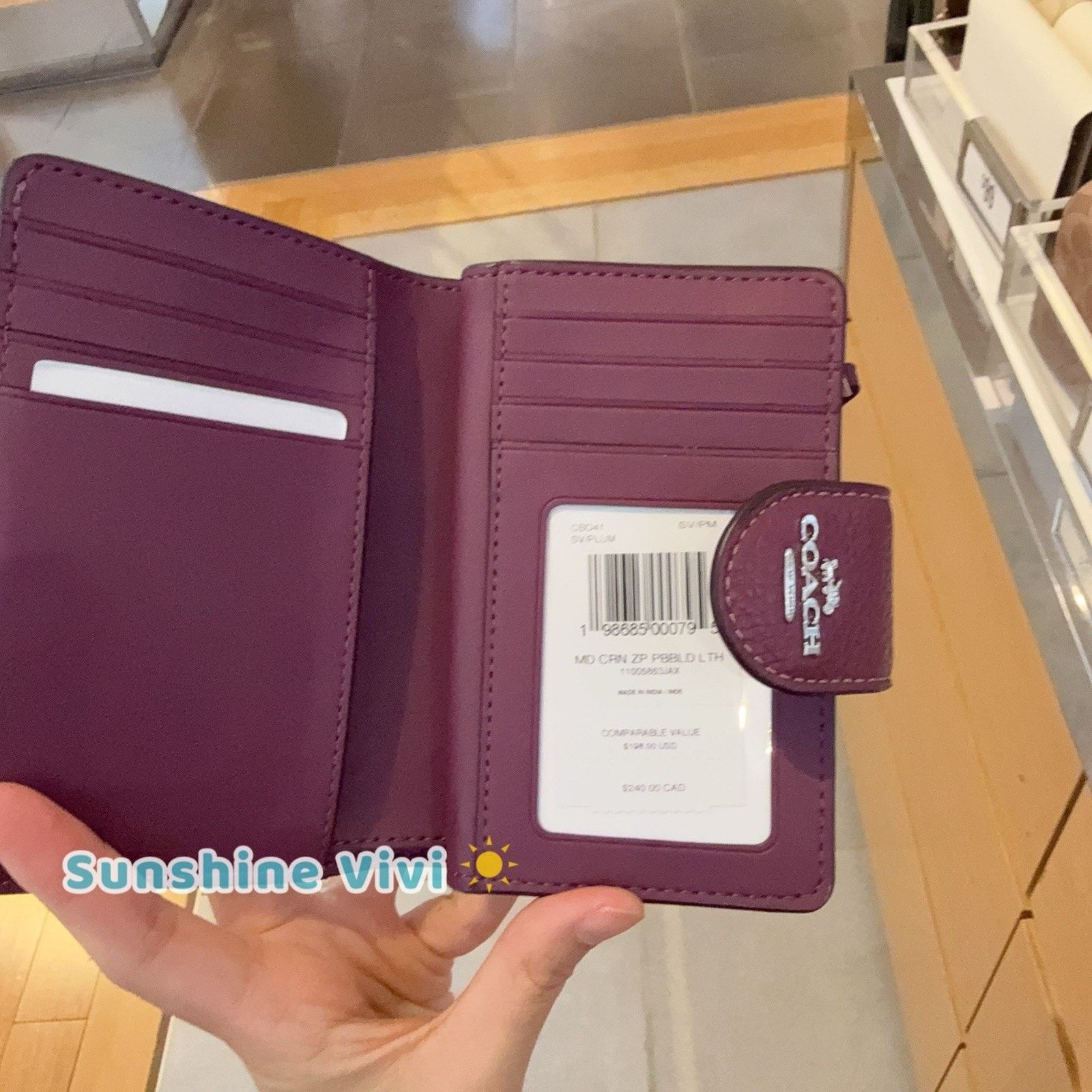 Coach NWT Coach Medium Corner Zip Wallet CBO41 Plum SILVER Size ONE SIZE - 4 Thumbnail