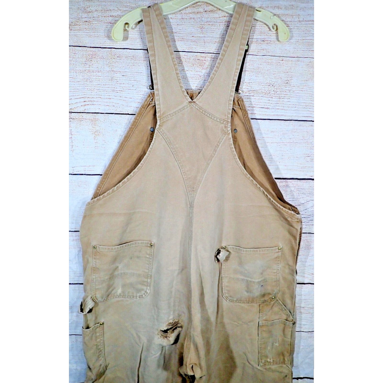 Carhartt VINTAGE Carhartt Workwear Overalls Men 48x27 Brown Distressed Canvas Double Knee USA Size US 32 / EU 48 - 4 Thumbnail