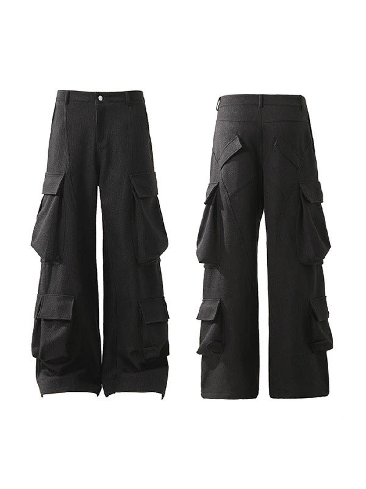Japanese Brand Black Wide Leg Cargo Pants, Baggy Utility Trousers Size US 32 / EU 48 - 6 Thumbnail