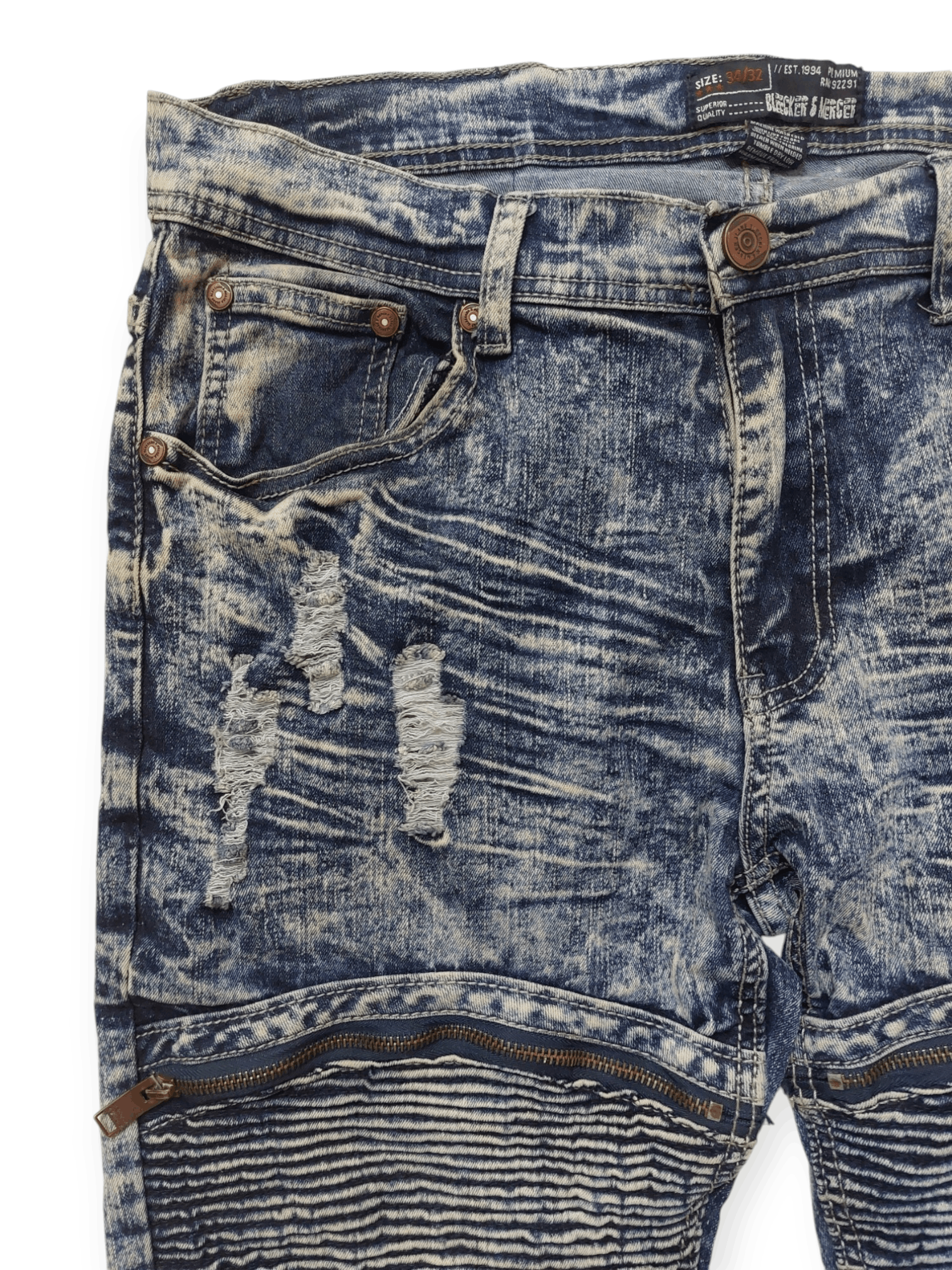 Designer Punk Biker Denim Bleecker & Mercer Jeans Size US 34 / EU 50 - 4 Thumbnail