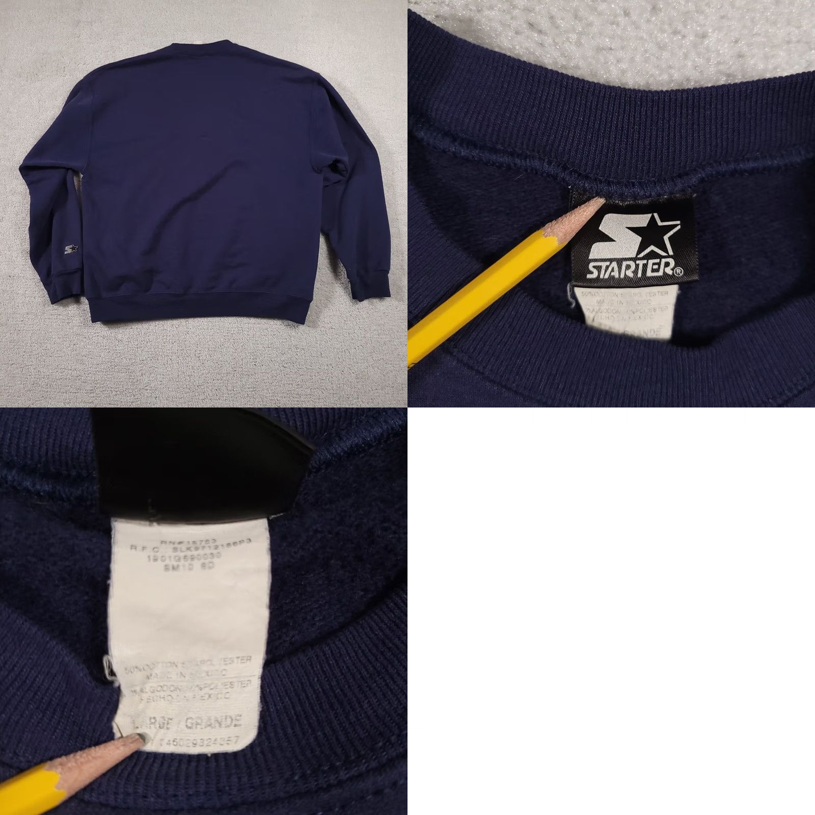 Starter VINTAGE Starter Sweatshirt Crewneck Mens Large Navy Blue Embroidered Y2K 90s Size US L / EU 52-54 / 3 - 10 Thumbnail