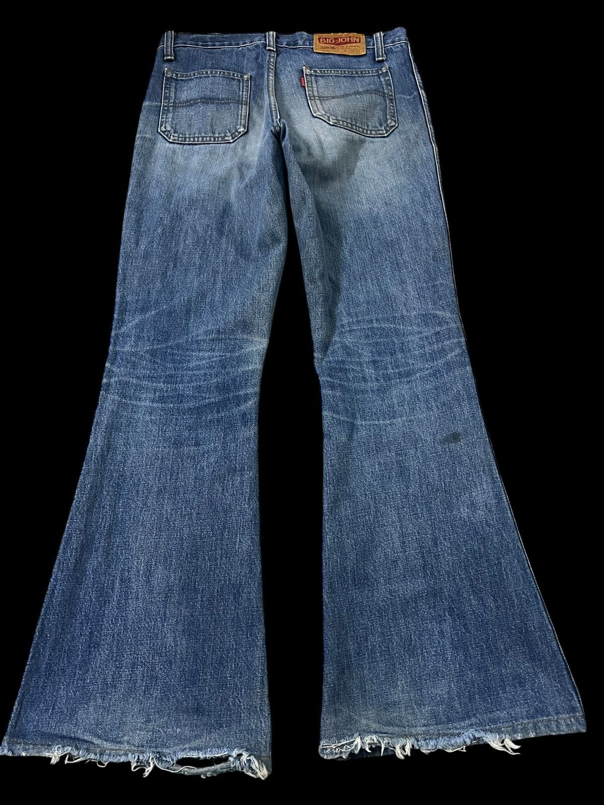 Japanese Brand 💥Flare💥Vintage Big John Bush Pants Bell Bottom Distress Jean Size US 29 - 2 Thumbnail