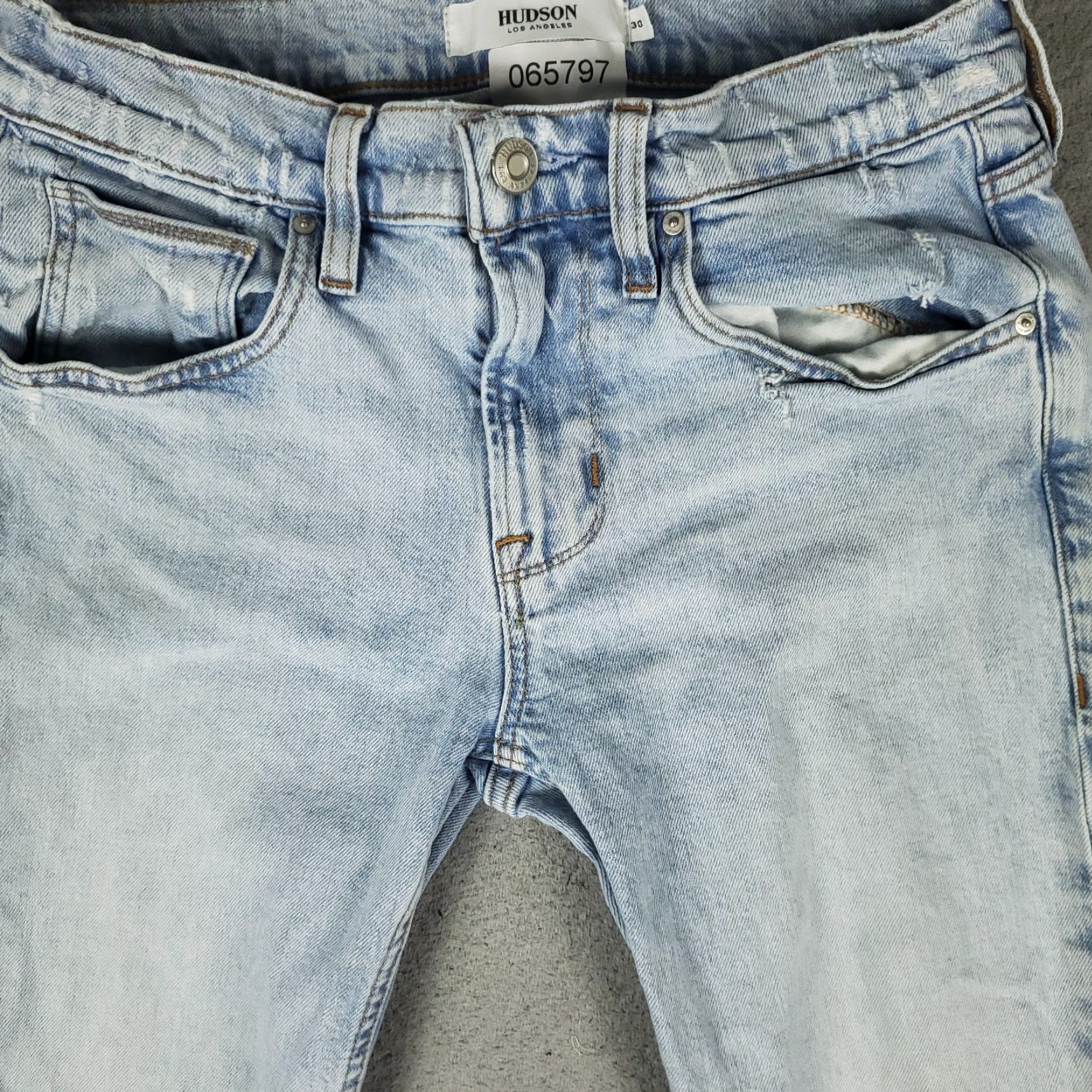 Hudson Hudson Jeans Mens Size 30x30 Blue Distressed Blake Slim Straight Denim Pants Size US 30 / EU 46 - 2 Thumbnail