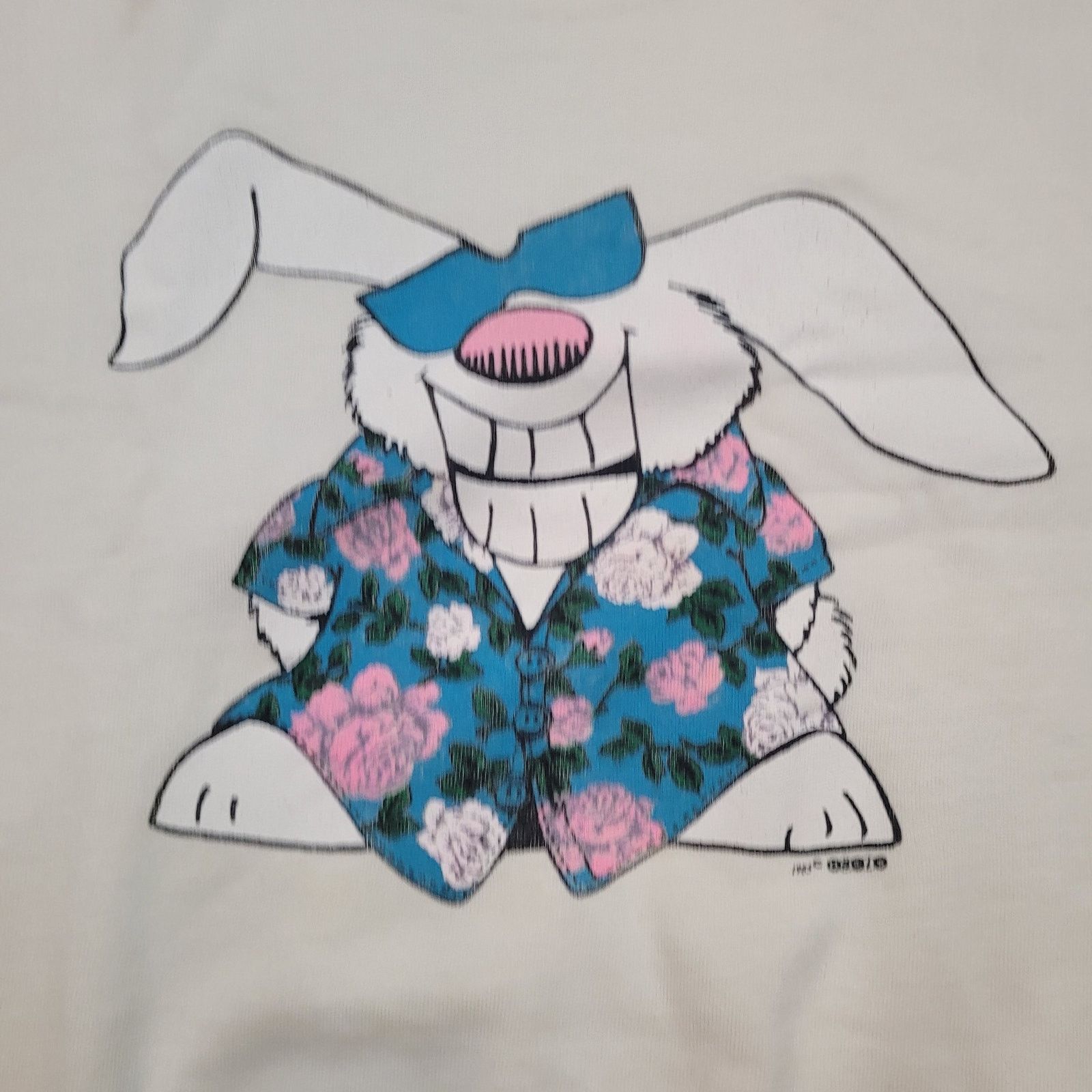 Vintage VTG 80s Funny Rabbit Sweatshirt Womens Large Crop 3/4 Sleeve Size L / US 10 / IT 46 - 2 Thumbnail