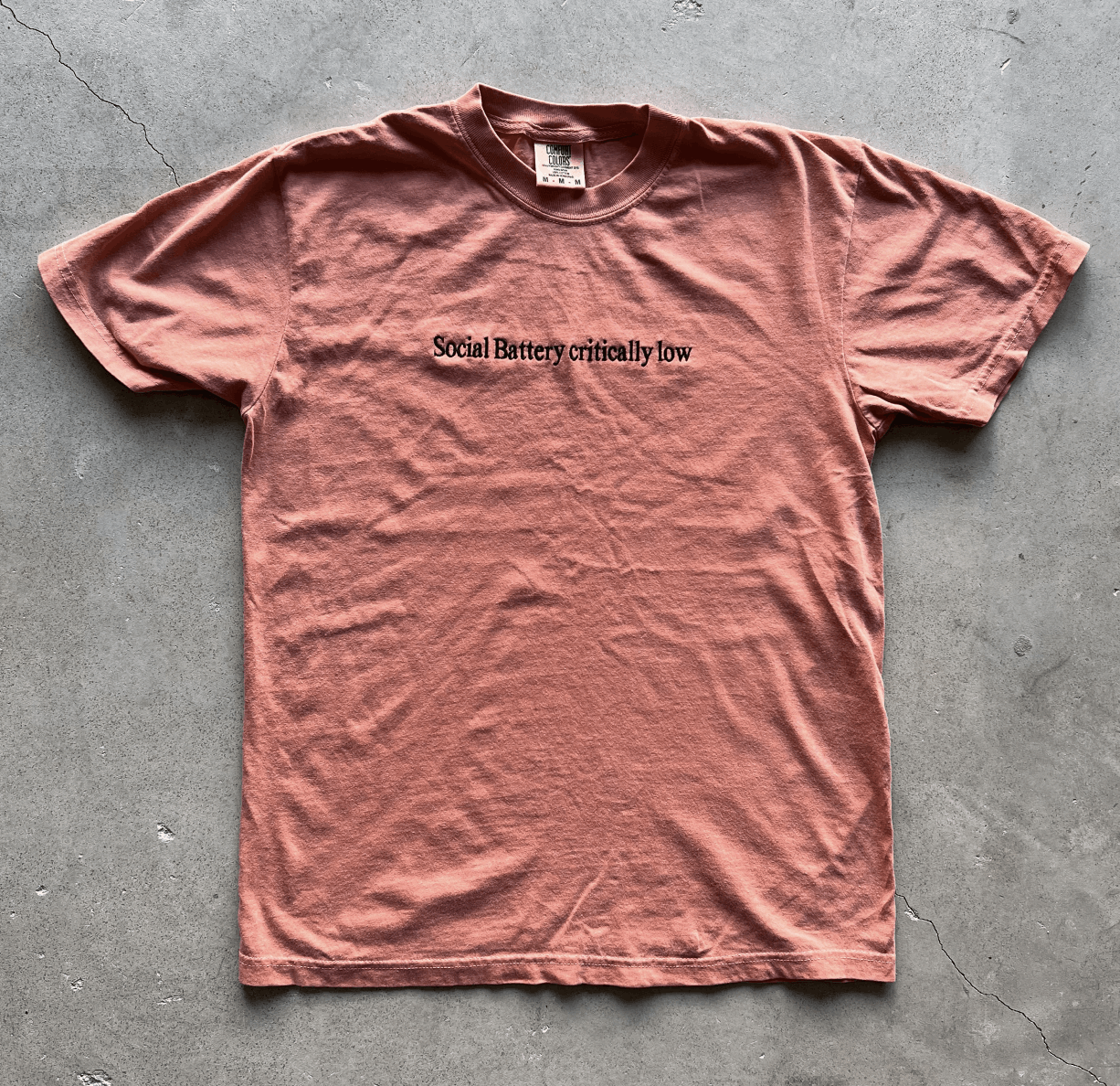 Prolific Social Battery Critically Low 100% Cotton Tshirt Embroidered Size US S / EU 44-46 / 1 - 3 Thumbnail