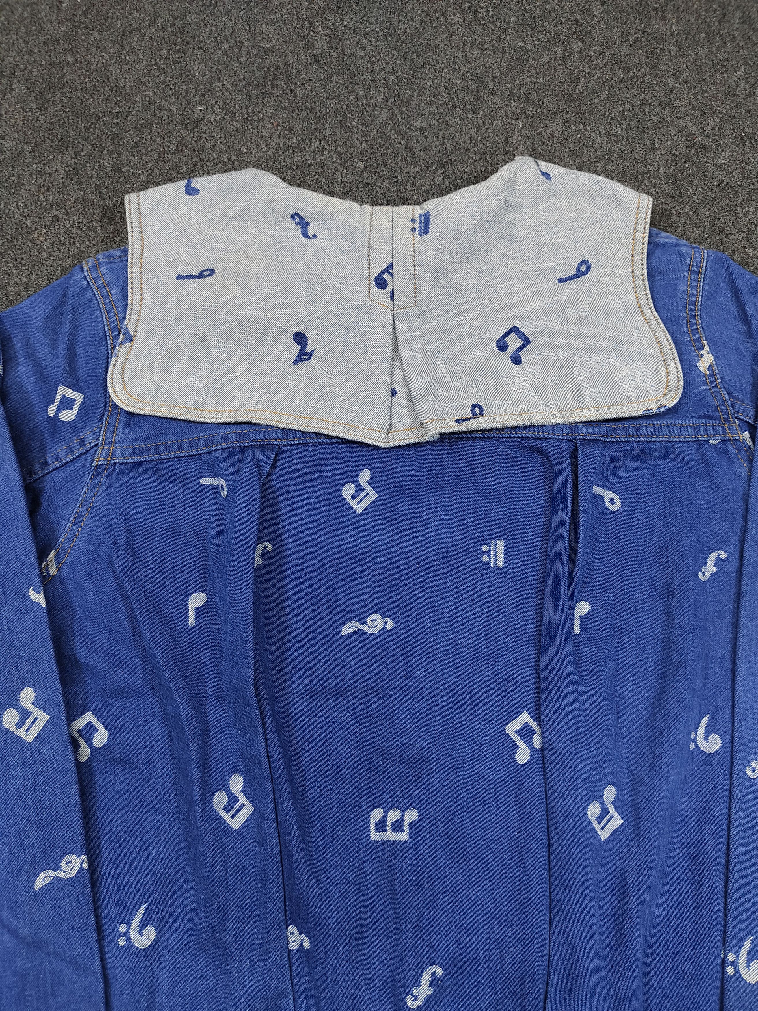 Frapbois Frapbois🇯🇵AOP Musical Notes Sailor Collar Denim Jacket Size M / US 6-8 / IT 42-44 - 6 Thumbnail