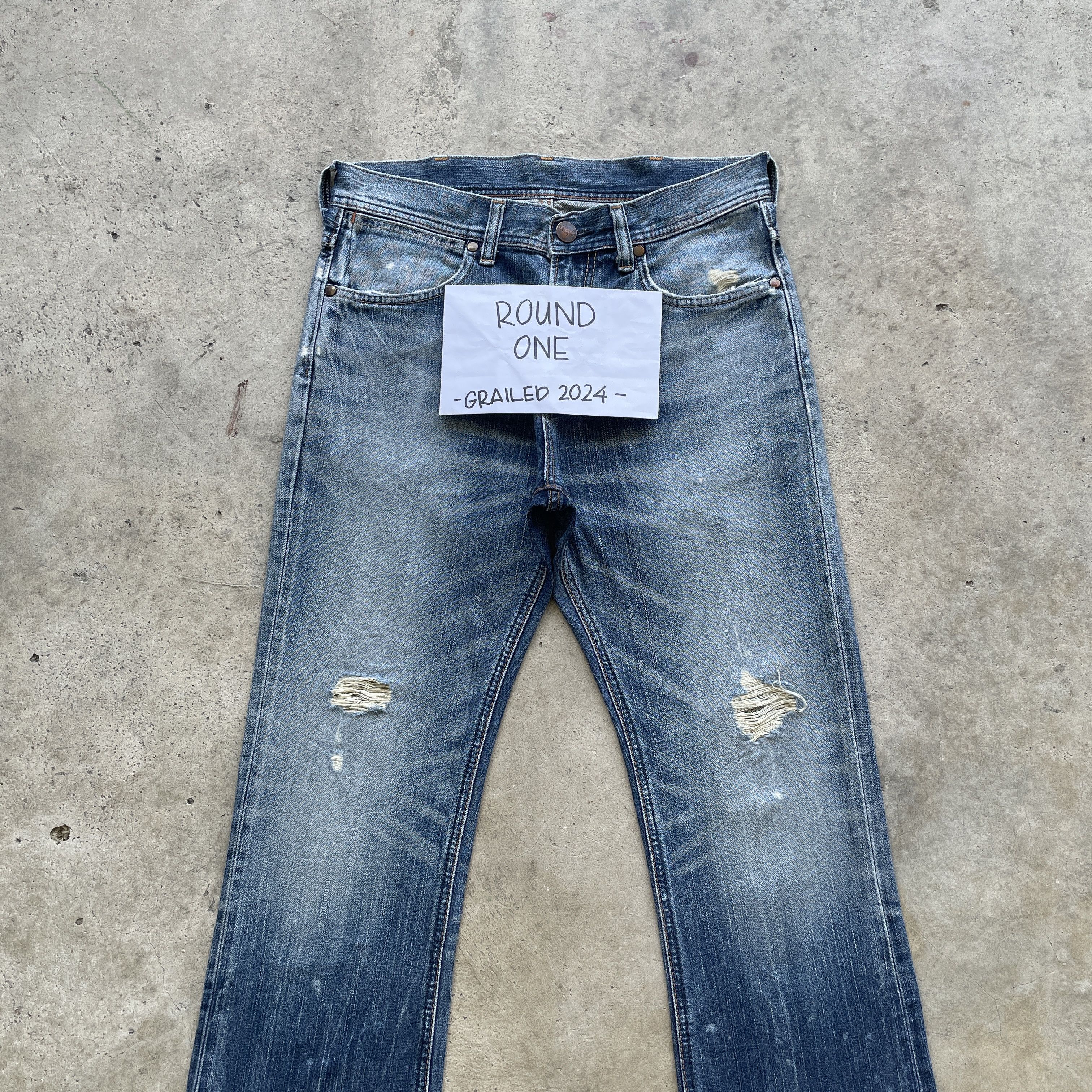 Vintage × Wrangler VINTAGE WRANGLER DISTRESSED FLARE FADED BOOTCUT JEANS PANTS Size US 31 - 3 Thumbnail