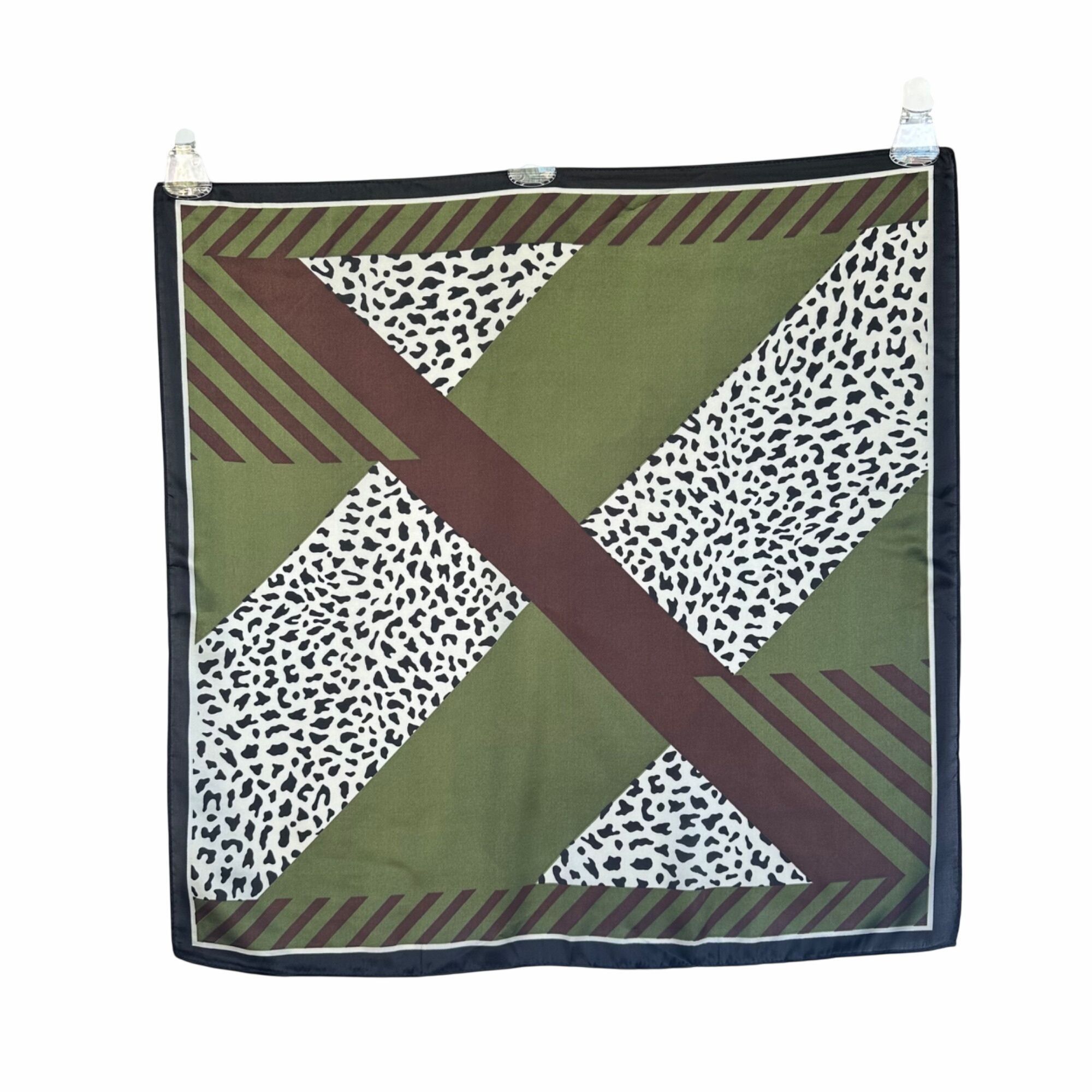 Other ✨Elegant Bandana Square Silky Scarf BLACK Green Animal Print Size ONE SIZE - 6 Thumbnail
